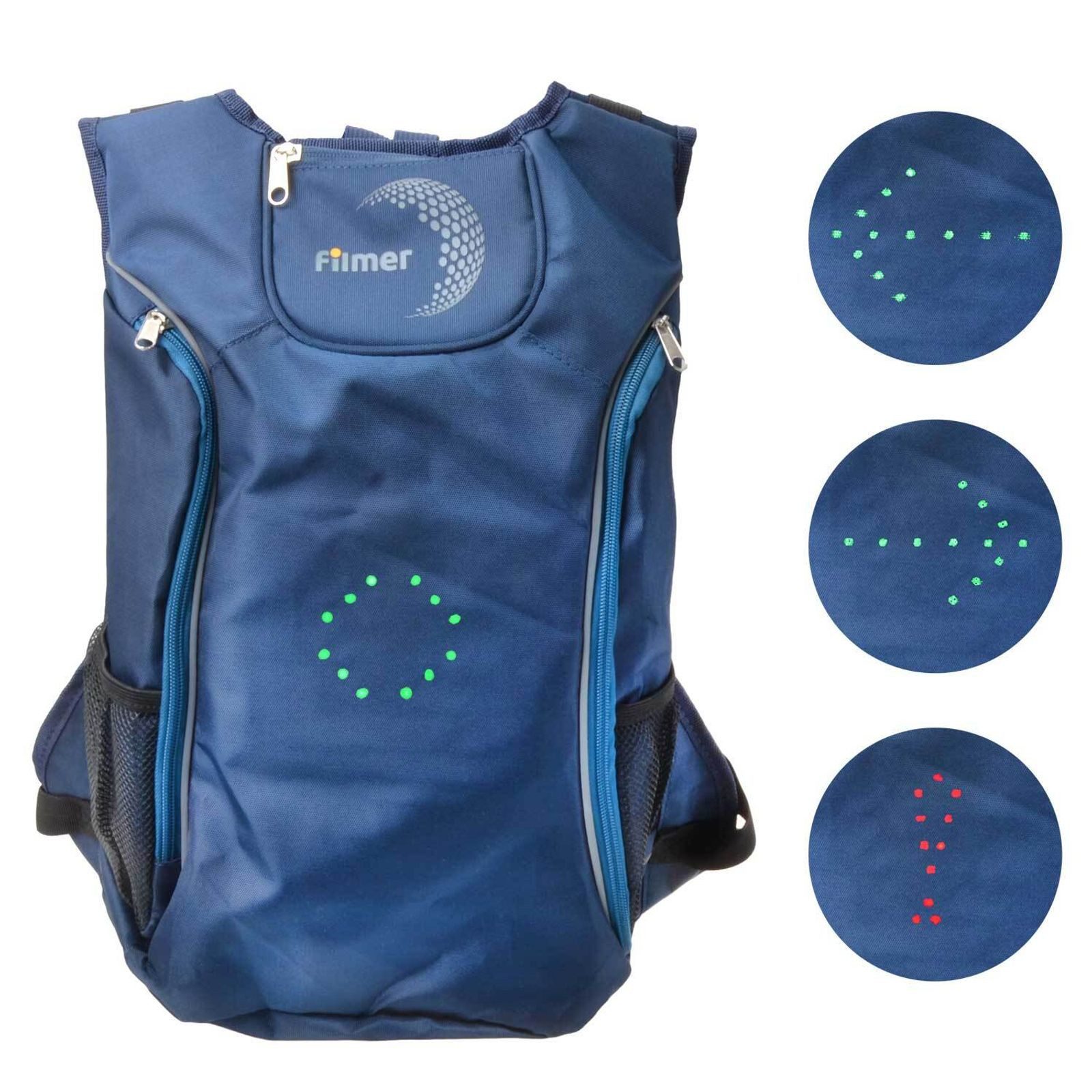 Filmer Fahrradtasche Fahrrad Rucksack Blinkfunktion Blinkrucksack LED Blinker Sicherheit