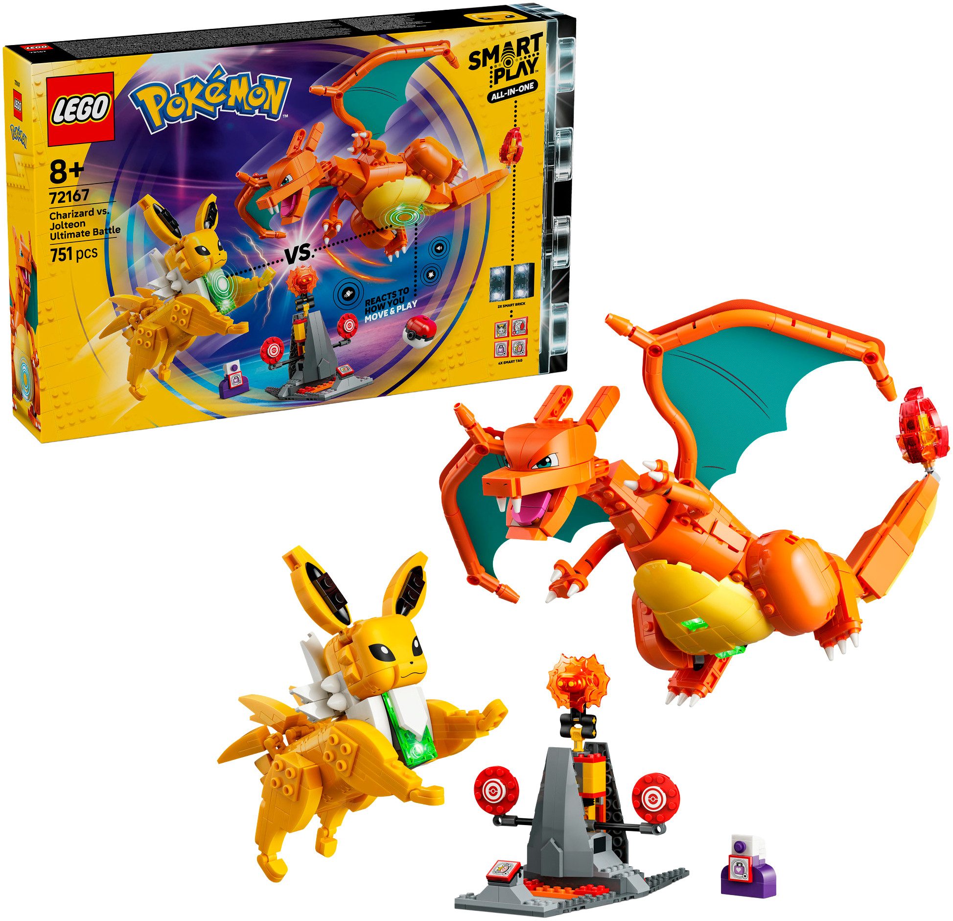 LEGO® SMART Play™ Ultimativer Showdown zwischen Glurak und Blitza (72167) Konstruktionsspielsteine, (751 St), LEGO Pokémon, inklusive SMART Brick, mit Licht- und Soundeffekten