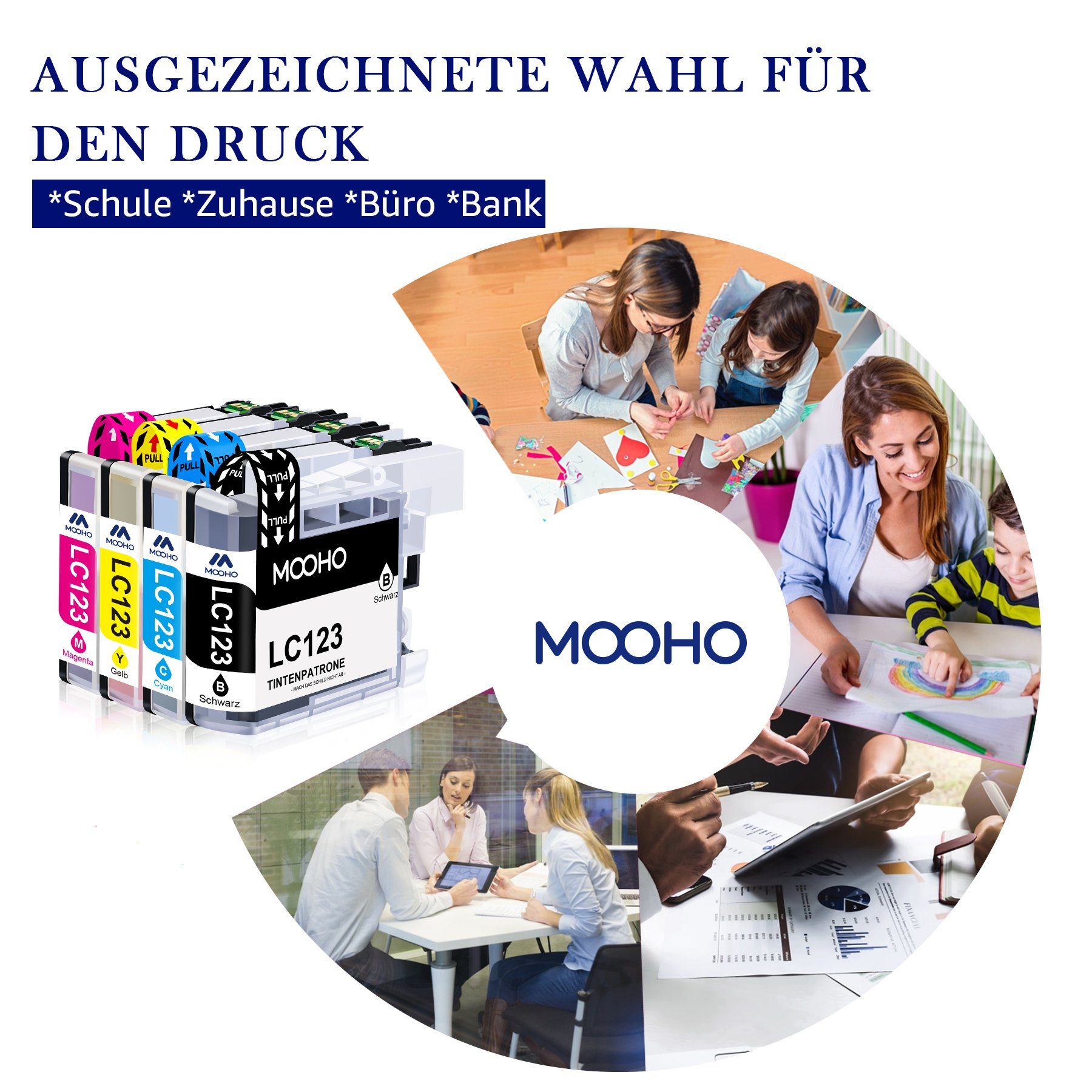 MOOHO (für LC123 MFC-J470DW XL Brother LC Tintenpatrone 123 DCP-J4110DW) MFC-J4510DW