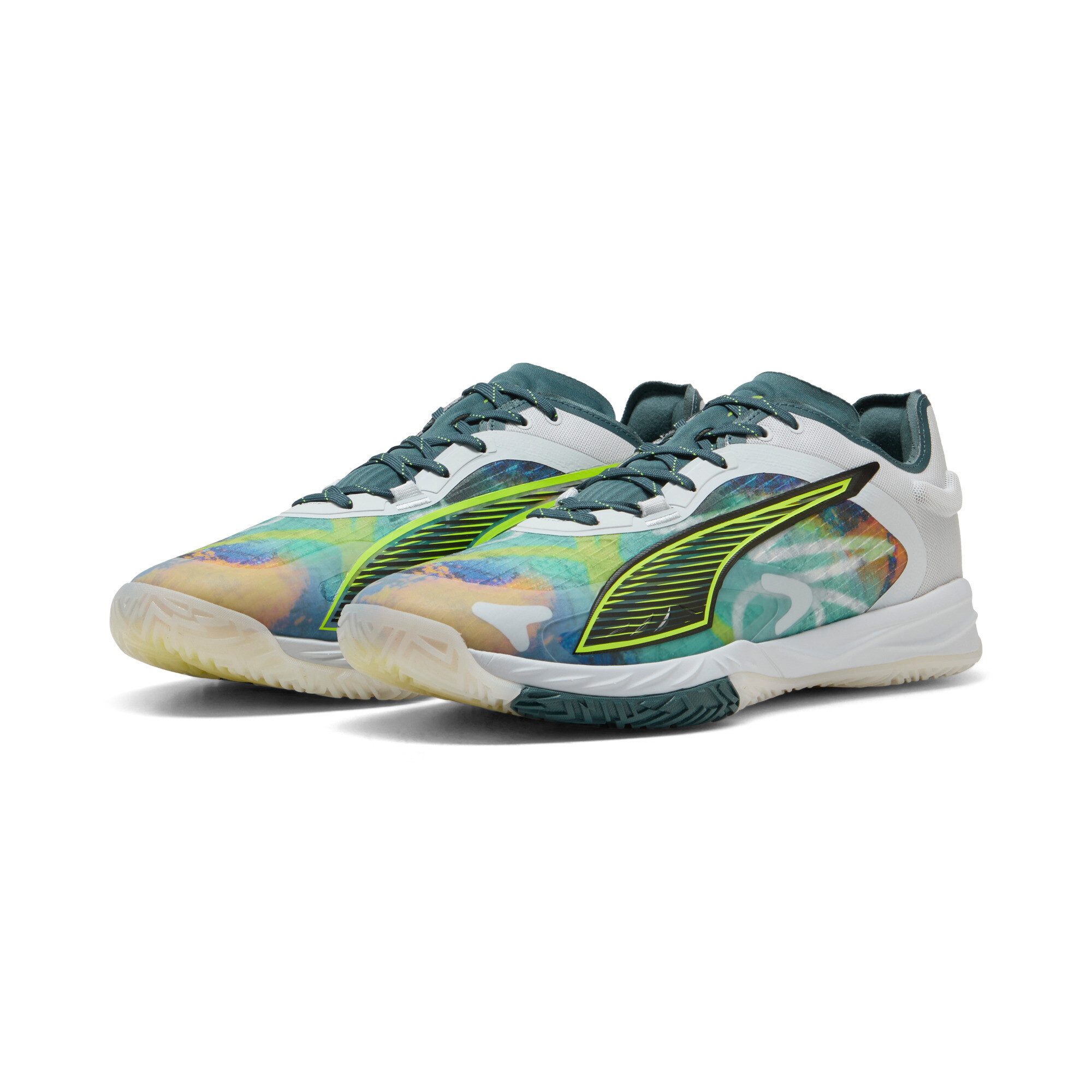 PUMA Accelerate Nitro SQD 4 BERLIN Silver Mist-Yellow Alert-Gray Handballschuh