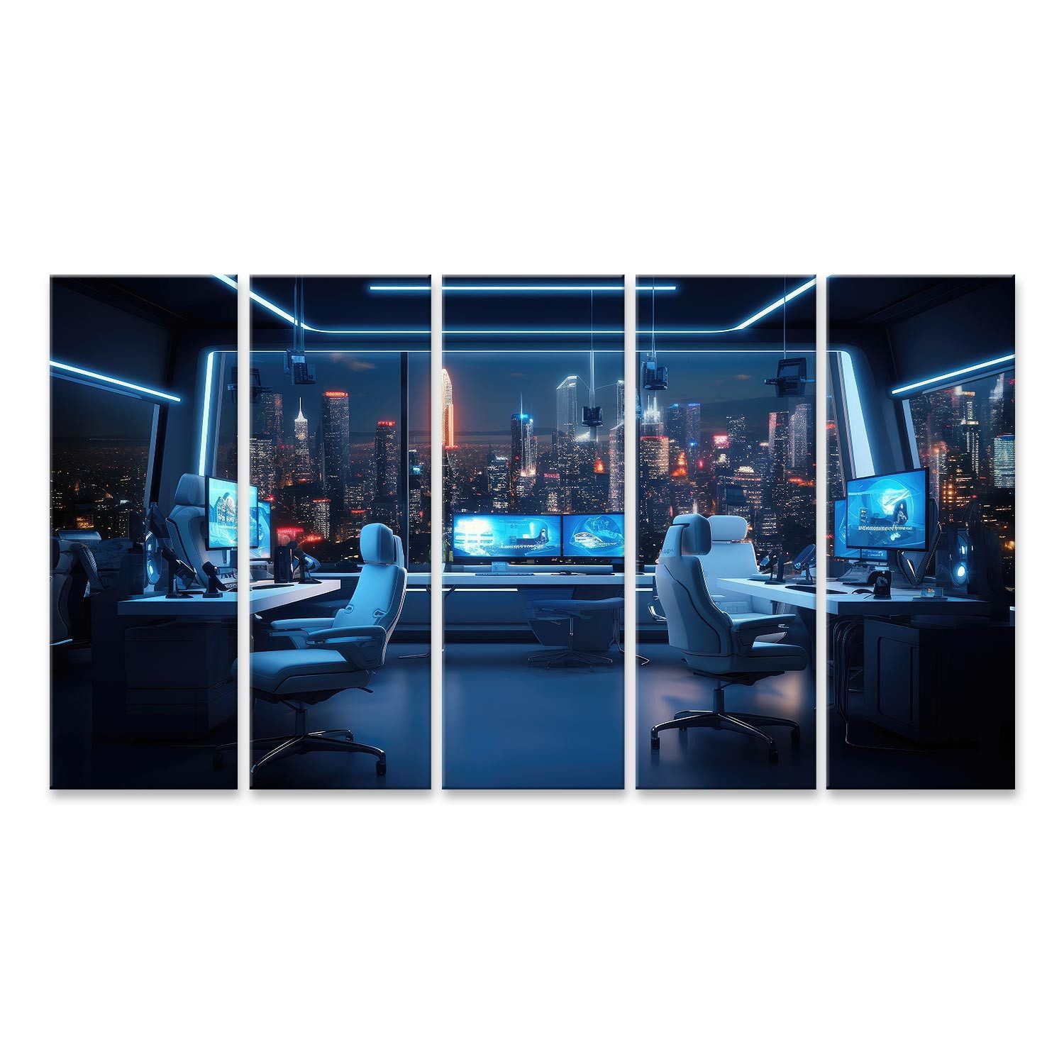 islandburner Leinwandbild Smart City Arbeitsplatz futuristisches Büro High Tech Möbel Bilder