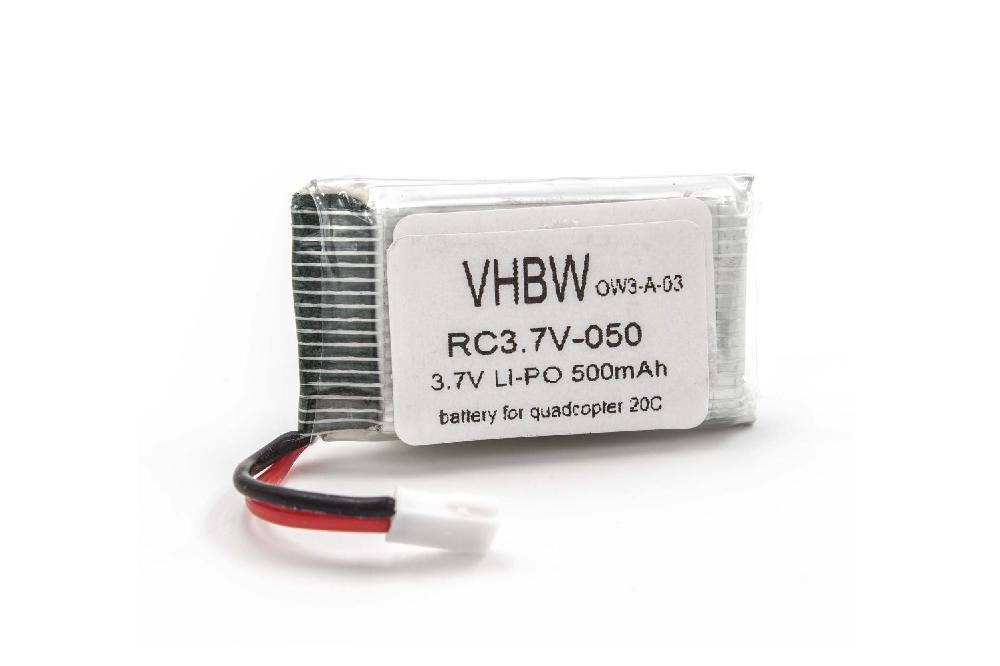 vhbw Akku passend für Quadcopter 20C Modellbau (500 mAh, 3,7 V, Li-Ion) Drohnen-Akku Akku Li-Ion 500 mAh (3,7 V), Leistungsfähiger Austausch-Akku für Drohne, Wiederaufladbar, Jede