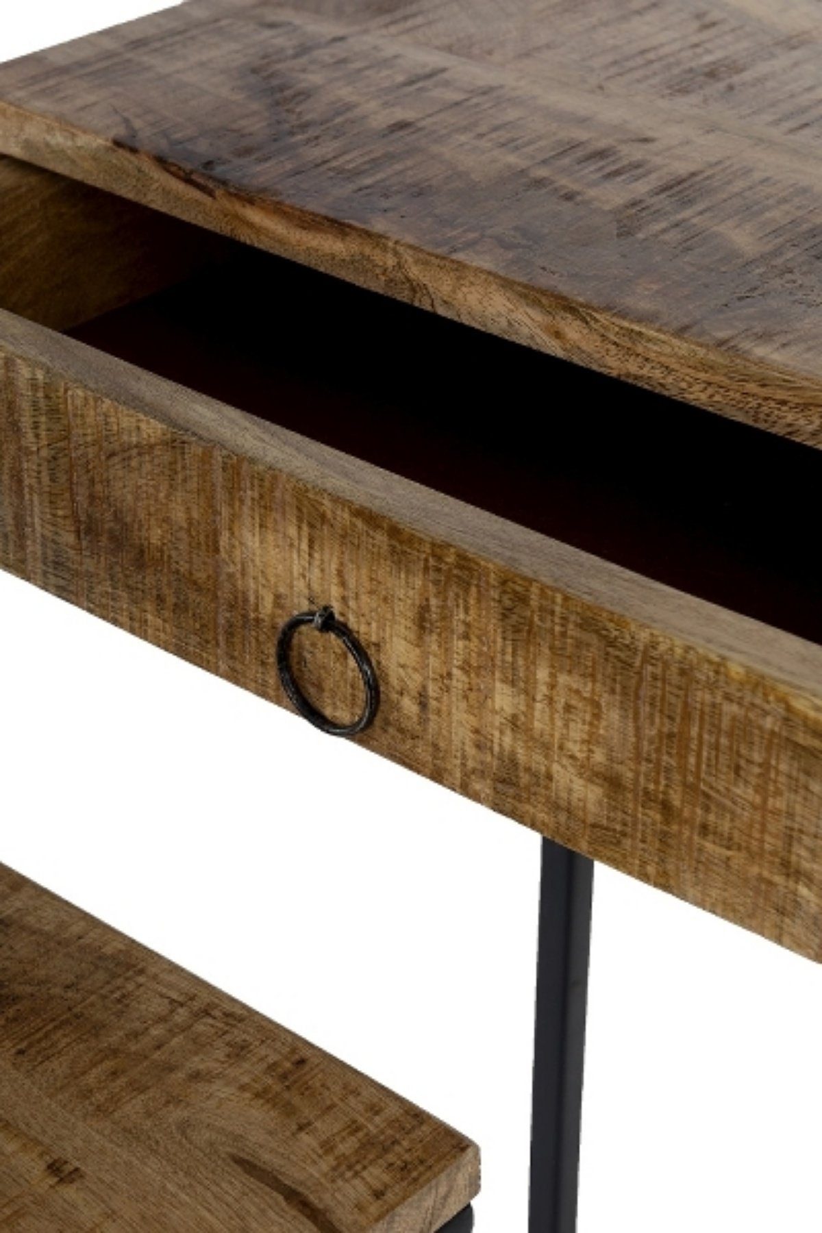 Holz Beistelltisch (FALSCH), cm Set Tische 2er elbmöbel holz Beistelltisch Ablagetisch: 2er Metall schwarz Set Schublade 45x79x30 mit