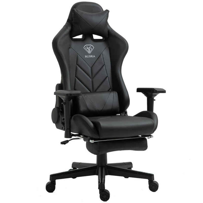 TRISENS Chefsessel Leo (1 Stück), Gaming Stuhl mit Fußstütze und 4D-Armlehnen gaming chair in Lederoptik