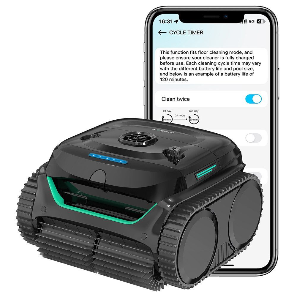 WYBOT Poolroboter C2 Akku-Pool-Staubsaugerroboter, Wand- und Wasserlinienreinigung, Doppelte Reinigungsfiltration für Pools bis zu 150 m², Selbstparkend