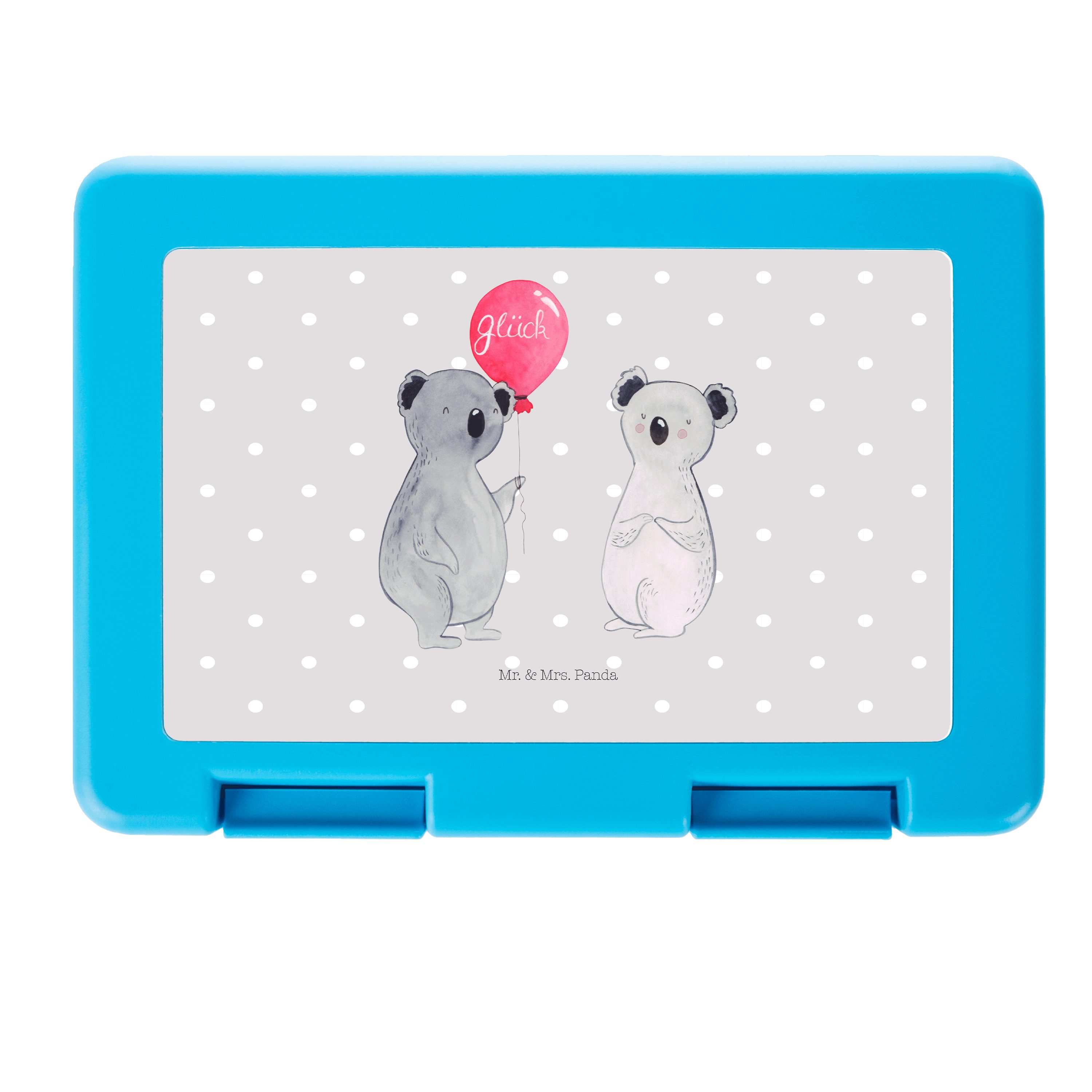 Mr. & Mrs. Panda Butterdose Koala Luftballon - Grau Pastell - Geschenk, Snackbox, Butterbrotdose, Premium Kunststoff, (1-tlg)