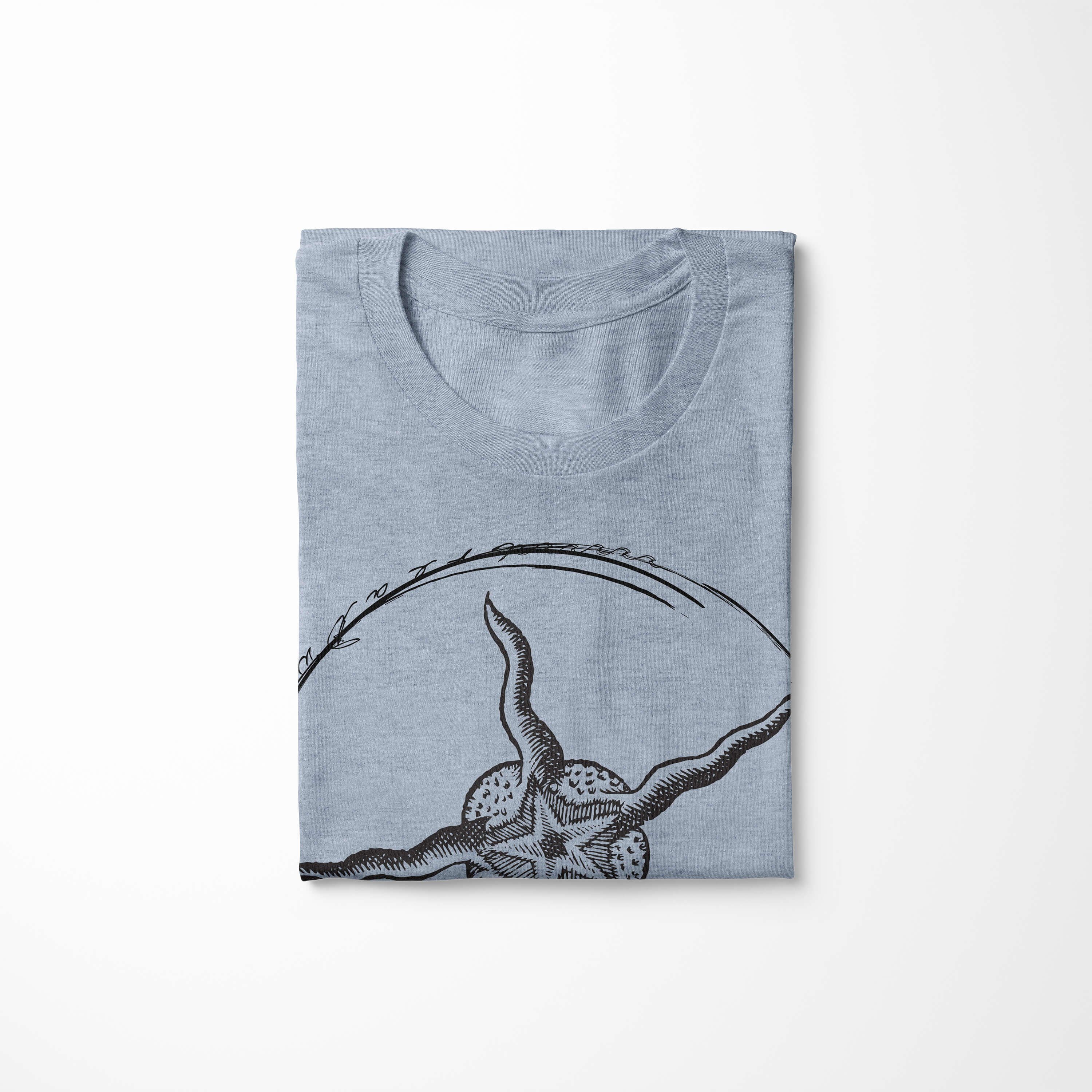 Fische Schnitt feine Creatures, sportlicher T-Shirt und - Sea T-Shirt Sinus / Stonewash 019 Sea Struktur Denim Tiefsee Art Serie:
