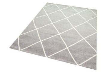 Teppich Teppich Skandinavischer Stil Wohnzimmer Rautenmuster - pflegeleicht - grau creme weiß, Teppich-Traum, rechteckig, Höhe: 9 mm