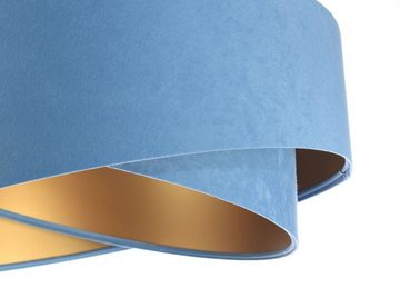 Licht-Erlebnisse Pendelleuchte MADAN, ohne Leuchtmittel, Wohnzimmer in Weiß Blau Gold E27 Ø 50 cm Stoff Metall Modern