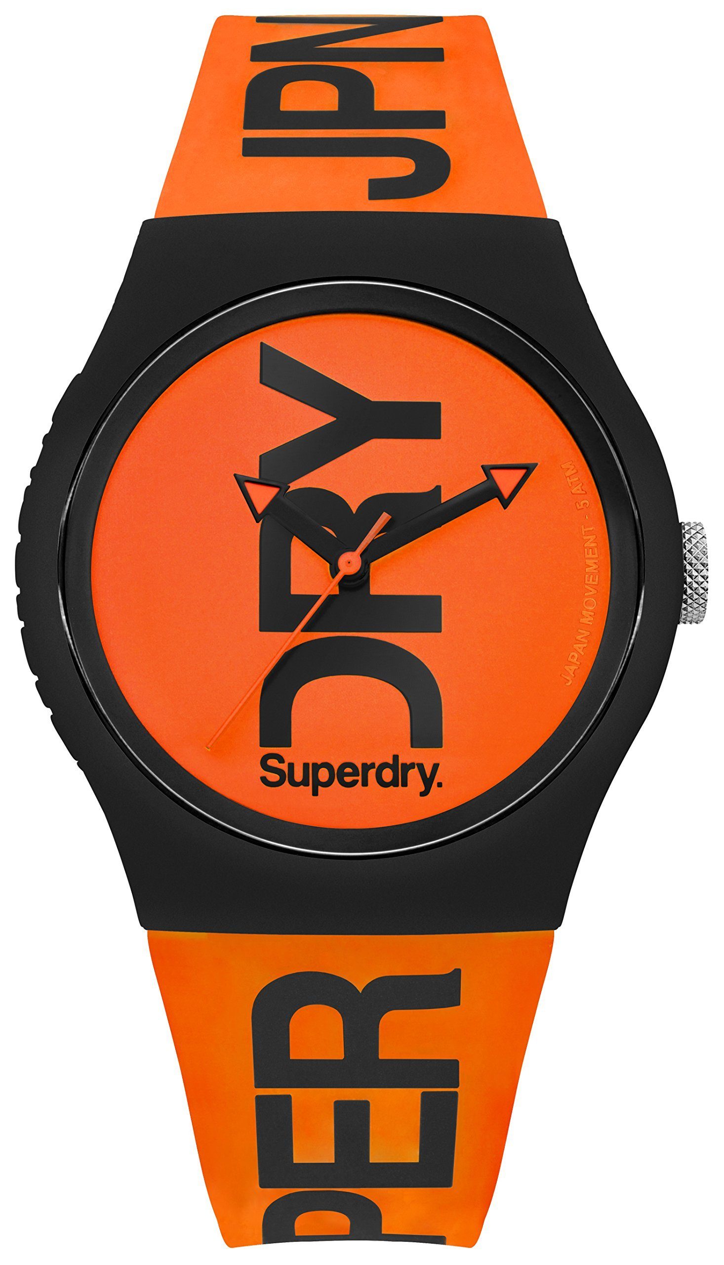Superdry Quarzuhr, Herren Analog Quarz Uhr mit Silikon Armband SYG189OB | Quarzuhren