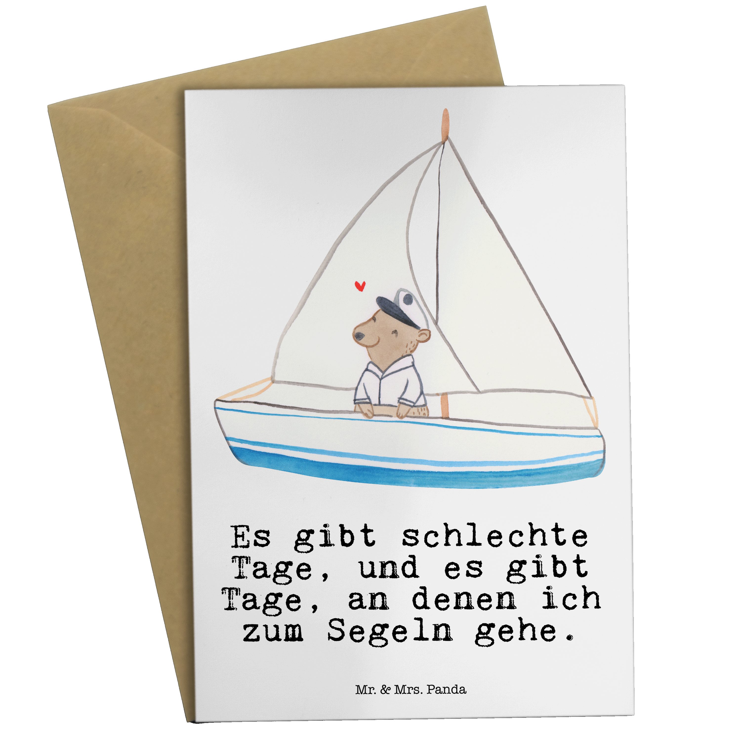 Mr. & Mrs. Panda Grußkarte Bär Segeln Tage - Weiß - Geschenk, Segelschule, Klappkarte, Yachtclub
