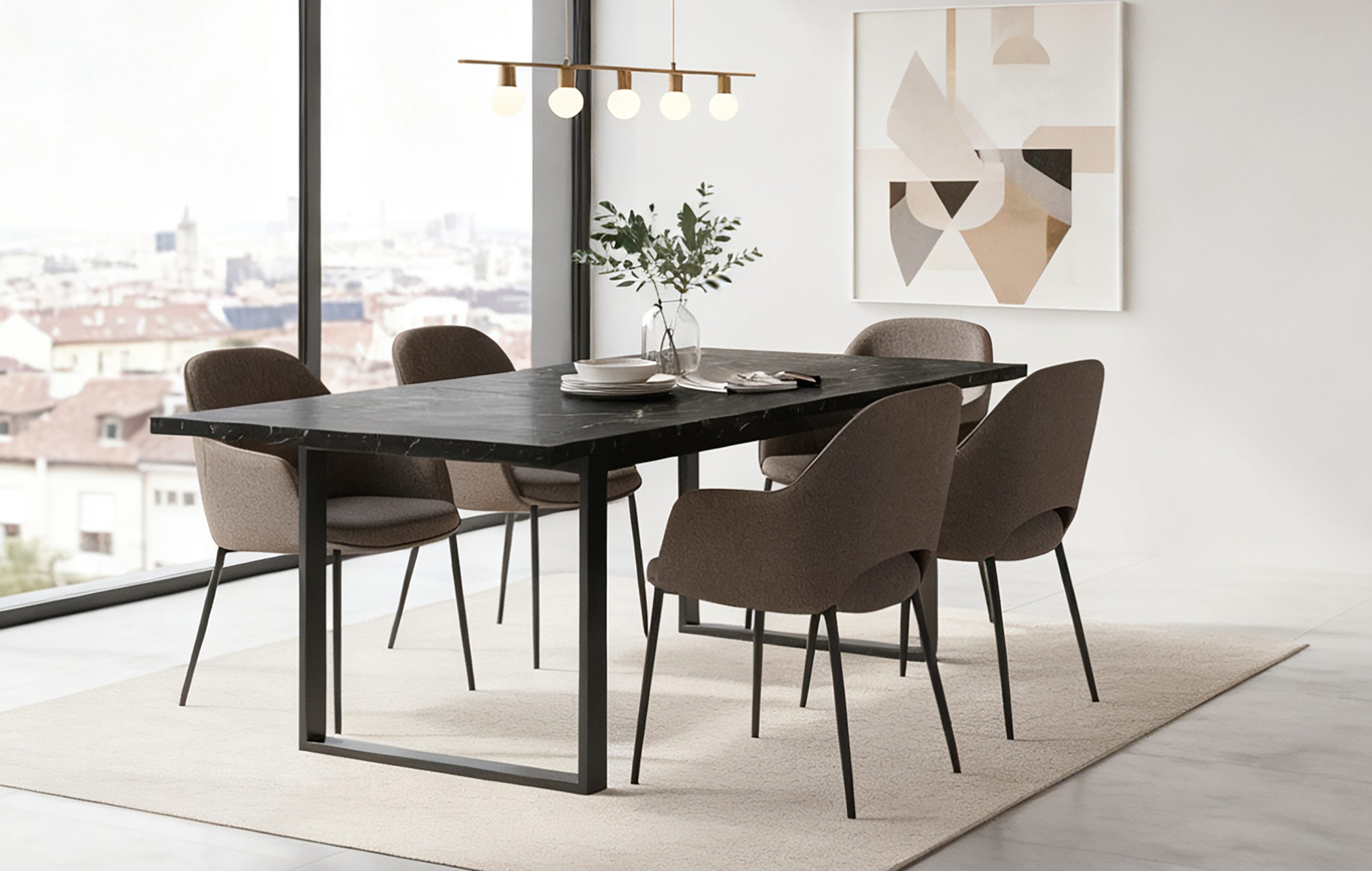 B&D home Esstisch LARS, Metallgestell schwarz oder weiß, ausziehbar 120-160 günstig online kaufen