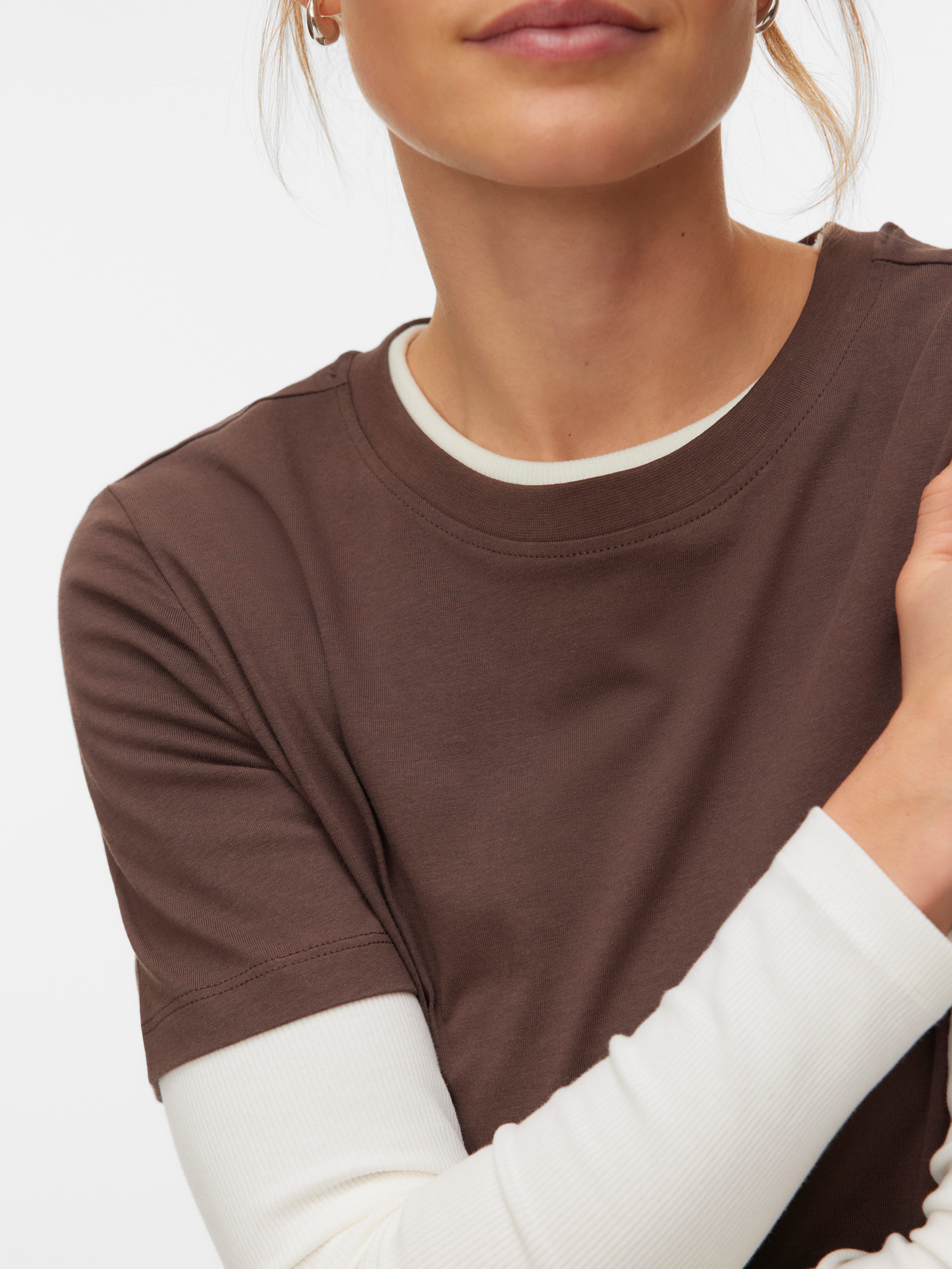 Vero Moda Kurzarmshirt VMPAULINA SS T-SHIRT GA JRS NOOS Baumwolle, regular fit