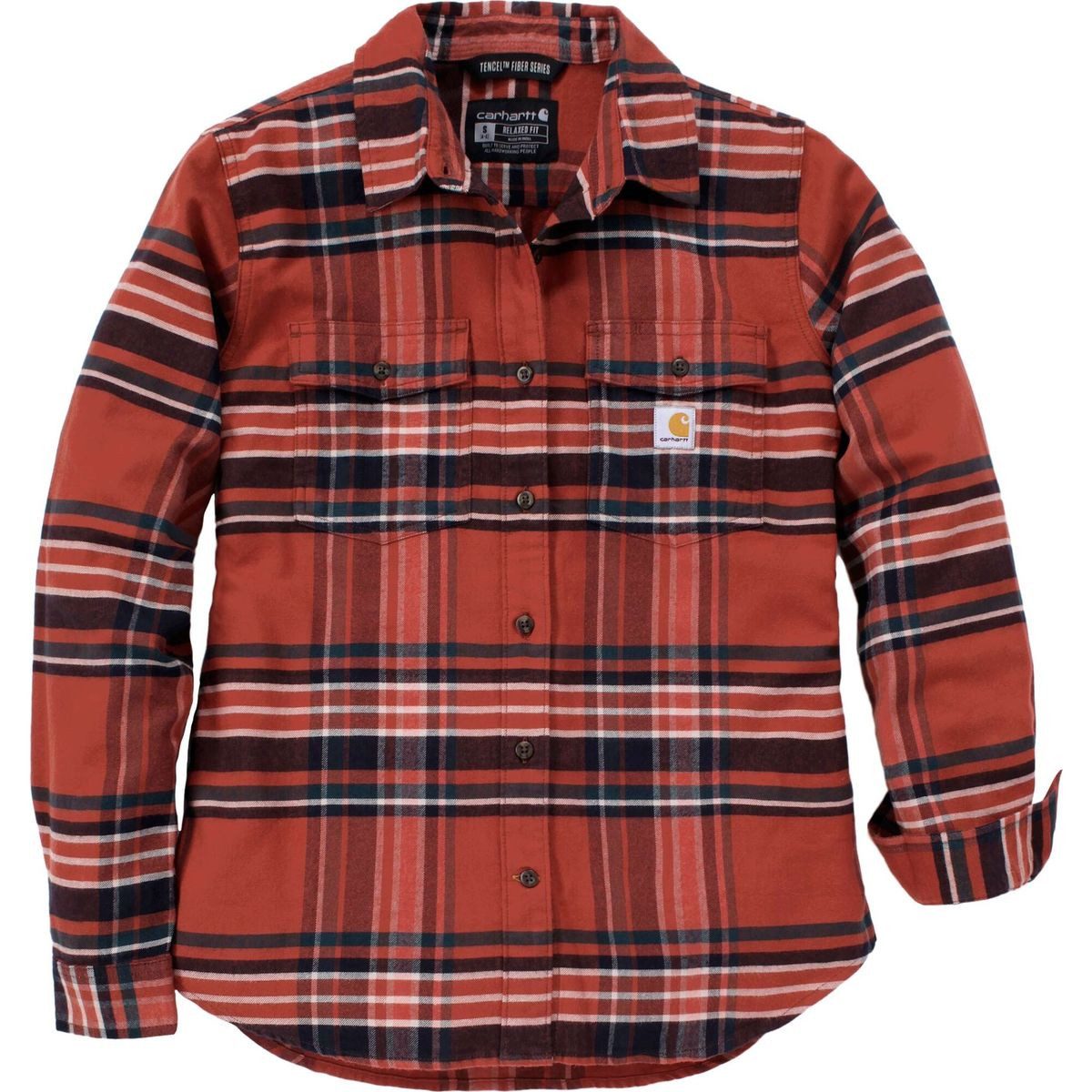 Carhartt Outdoorbluse Tencel Fiber Series Relaxed Fit Long-sleeve Flannel Shirt Atmungsaktives Damen-Flanellhemd mit Stretch für Bewegungsfreiheit