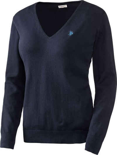 U.S. Polo Assn V-Ausschnitt-Pullover aus weichem Baumwollmix-Strick und leicht tailliert
