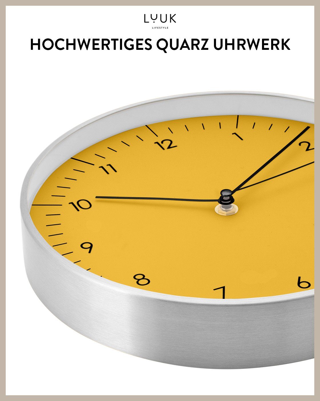LUUK LIFESTYLE Wanduhr Helsinki (lautlos, ohne Ticken, großes Ziffernblatt, verschied. Größen)