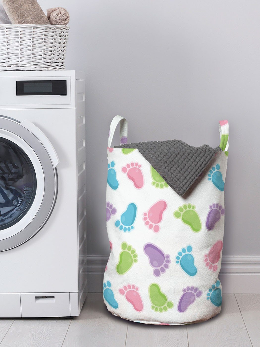 Abakuhaus Wäschesäckchen Muster Foot Griffen mit Kordelzugverschluss Baby Wäschekorb Kinder für Waschsalons
