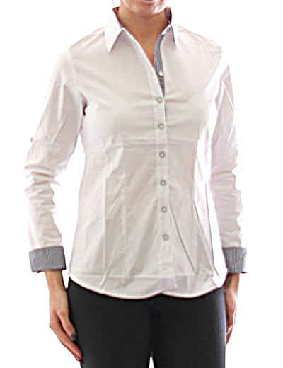 YESET Langarmhemd Damen Bluse Hemd Langarm Shirt Tunika Weiss Baumwolle 349