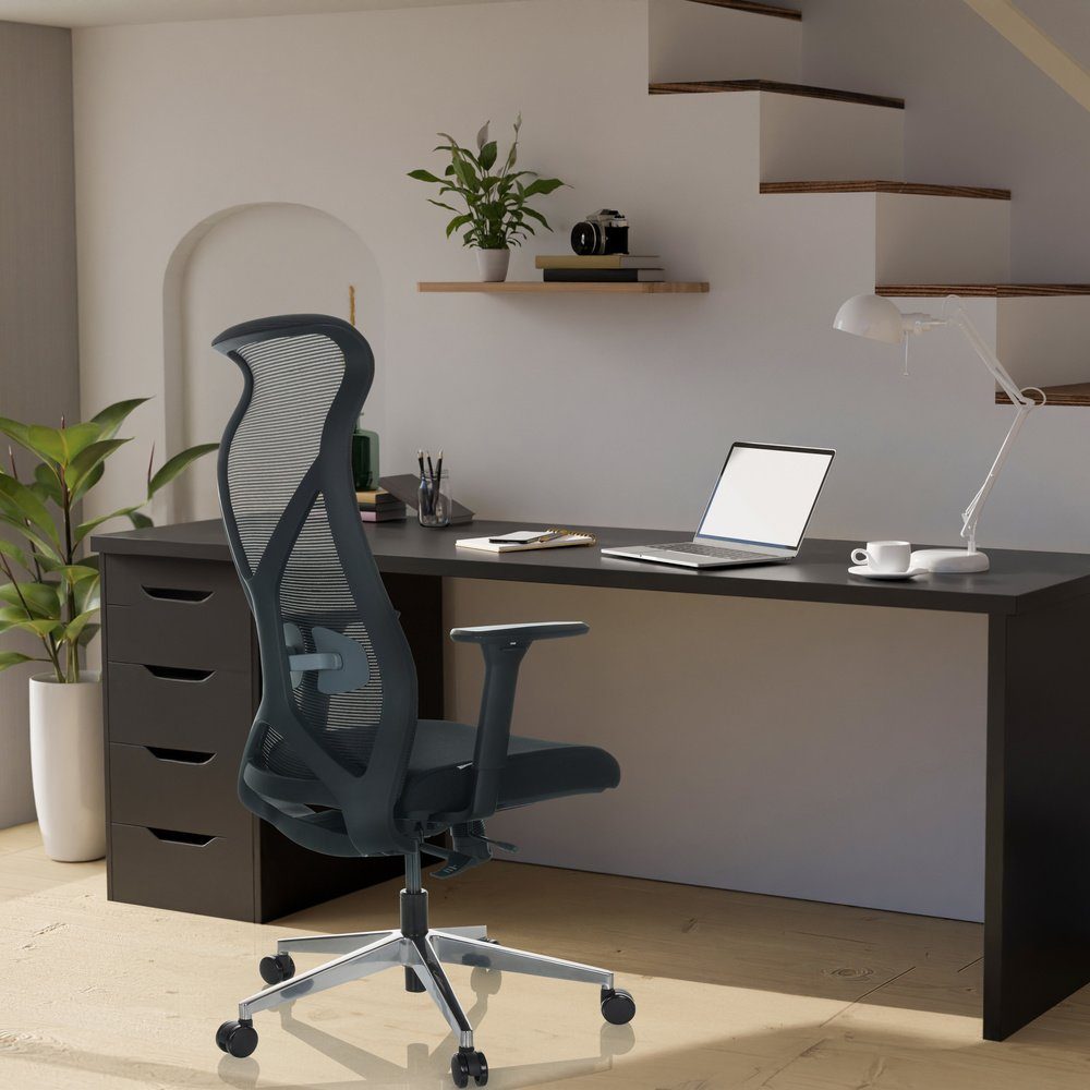 hjh OFFICE Drehstuhl Profi Bürostuhl (1 AZURRO ergonomisch Schreibtischstuhl Stoff/Netzstoff St), B