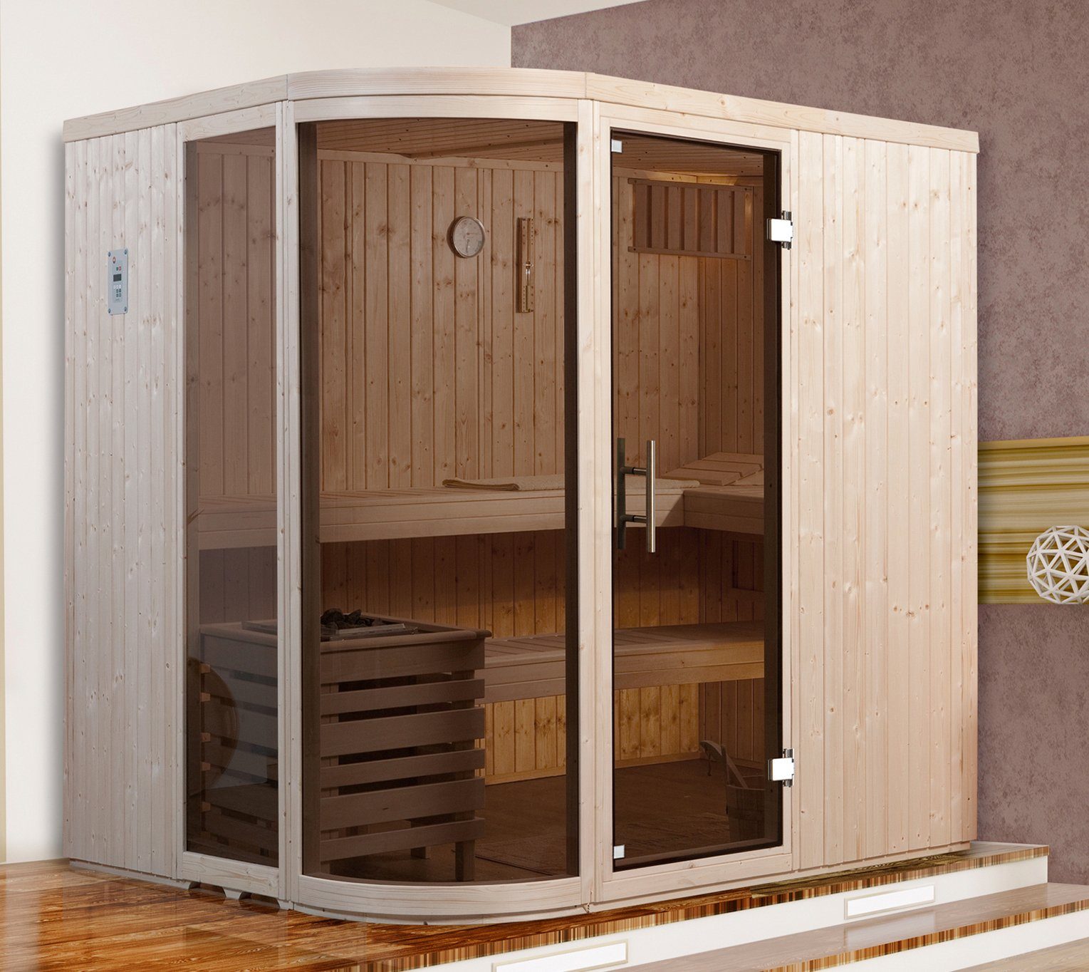 WEKA Sauna »Sara Gr.1«, 194x194x199 cm, 7,5 kW Bio-Kombiofen mit ext