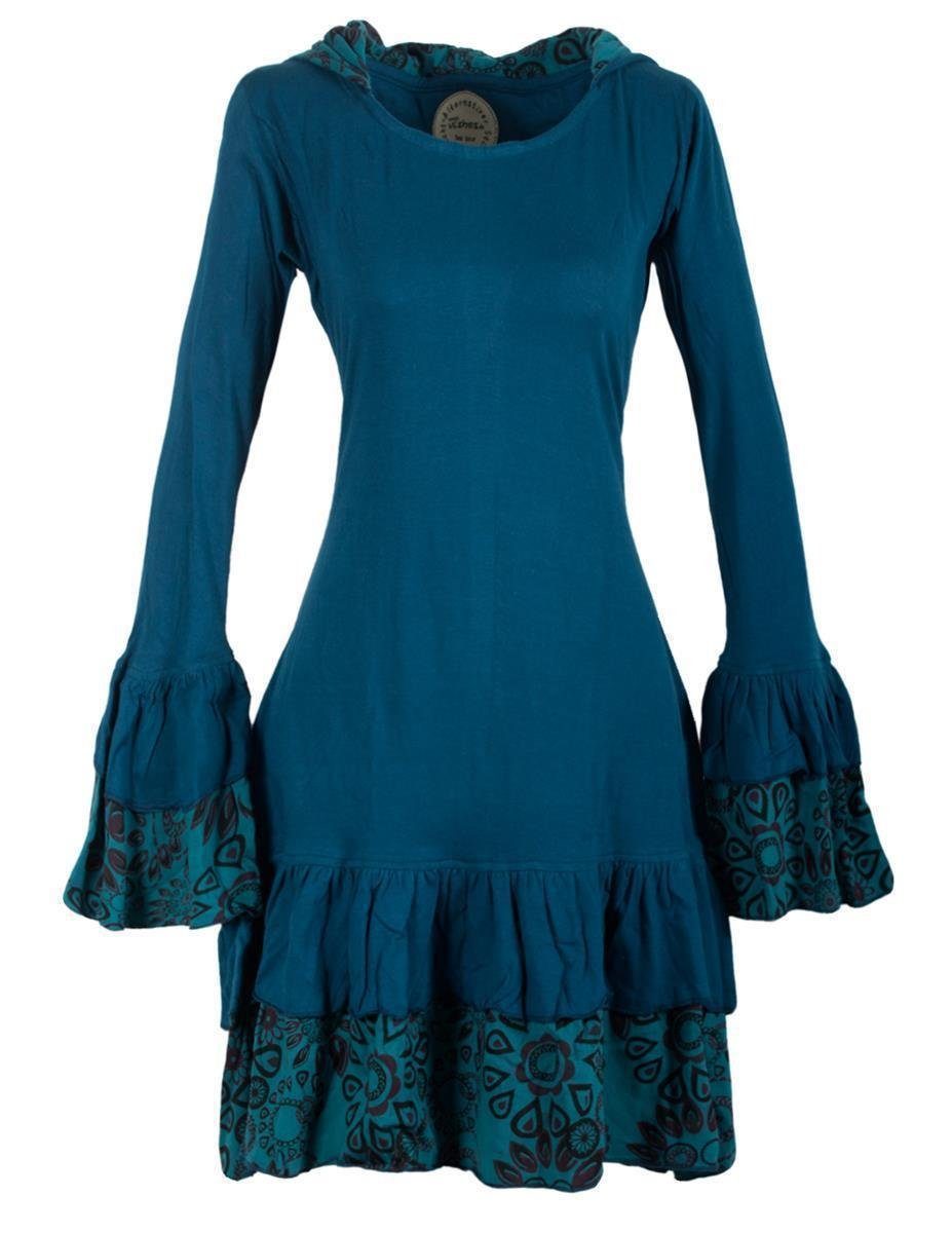 Vishes Jerseykleid Lagenlook Elfenkleid mit Zipfelkapuze günstig online kaufen