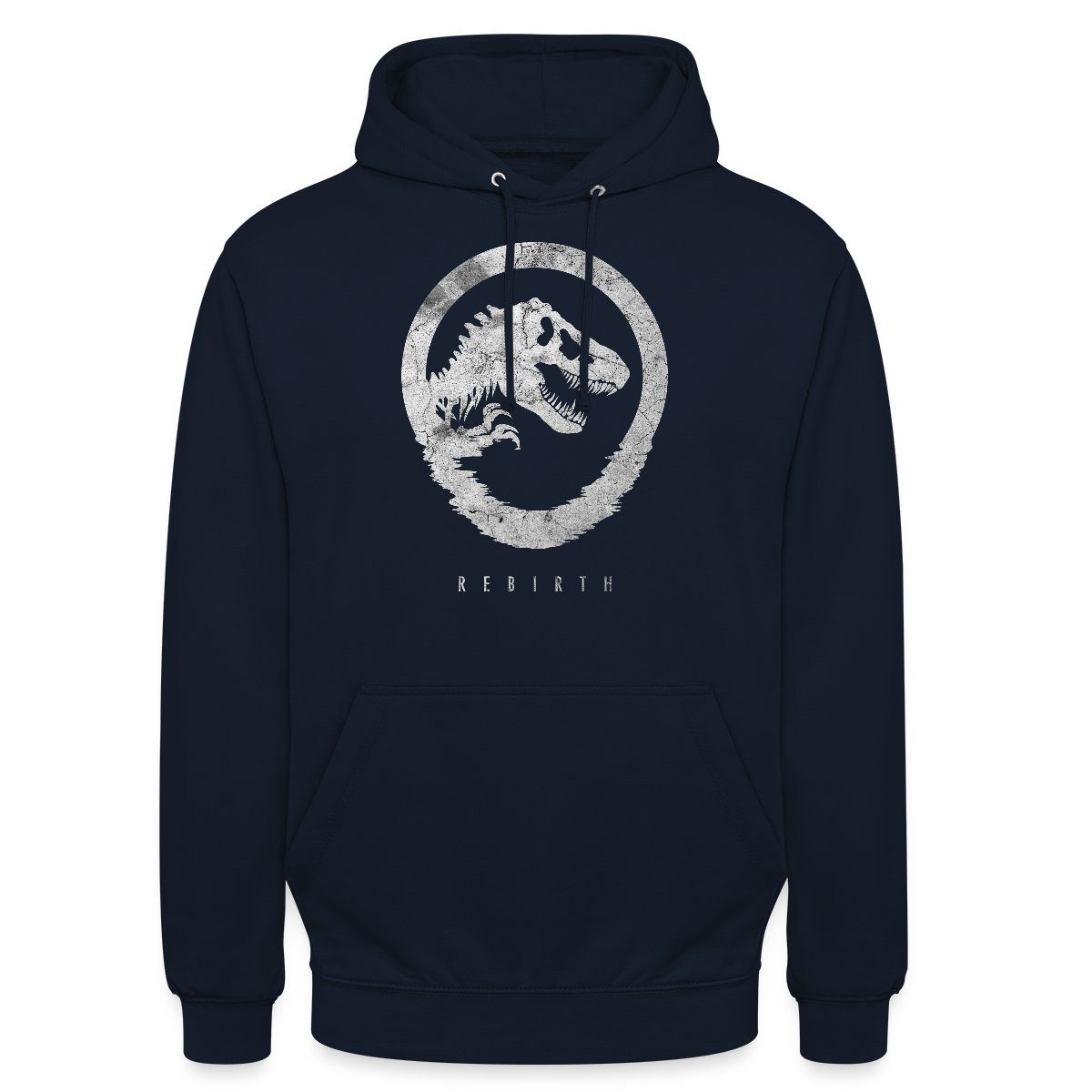 Hoodie Jurassic World Rebirth Logo Mit T-Rex Im Steinlook Unisex Hoodie