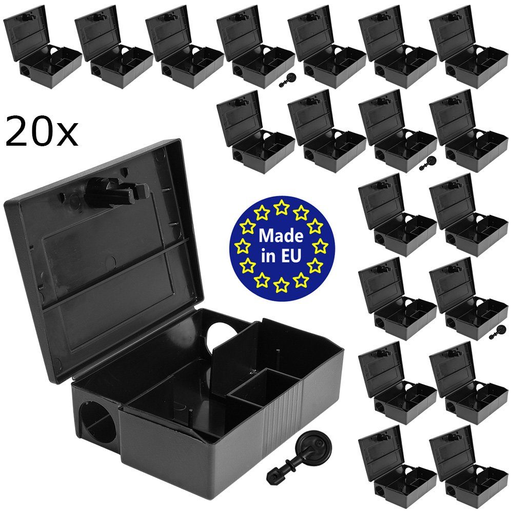 Petigi Lebendfalle 20 x Mäuseköderbox Köderbox Köderstation Mäuseköder Falle Mäusefalle