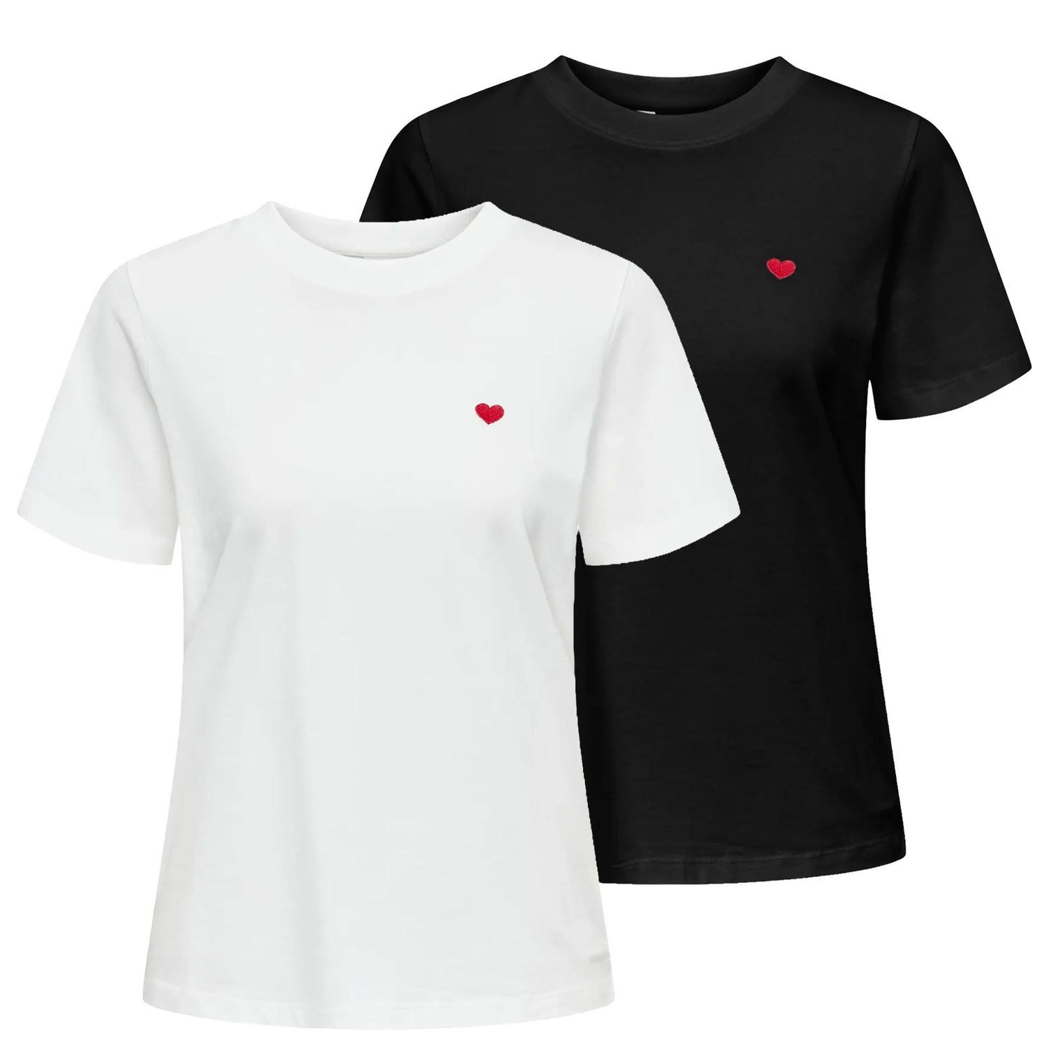 JDY T-Shirt PISA mit Herzchen-Stickerei im SPARPACK