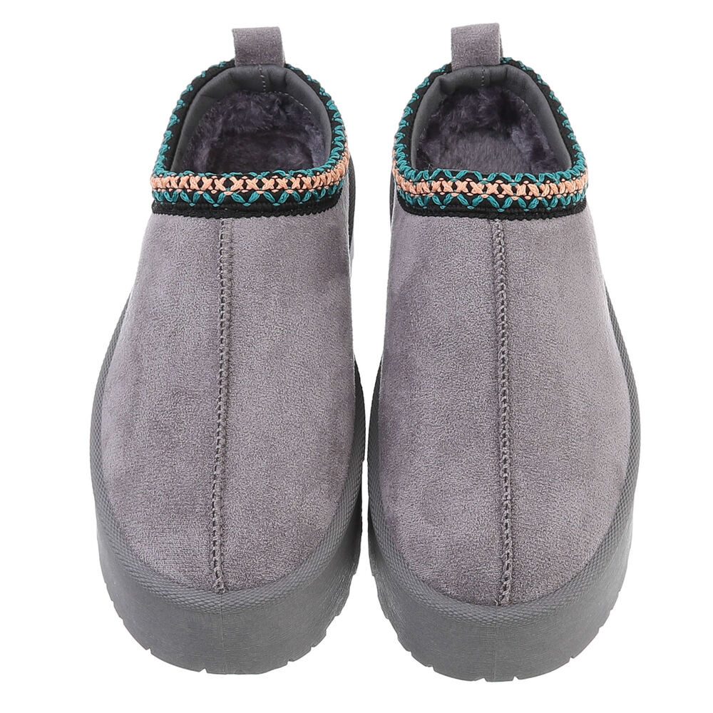 Ital-Design Die bequemen Plateau-Slipper Hausschuh (87740178) Flach Stiefeletten in Grau