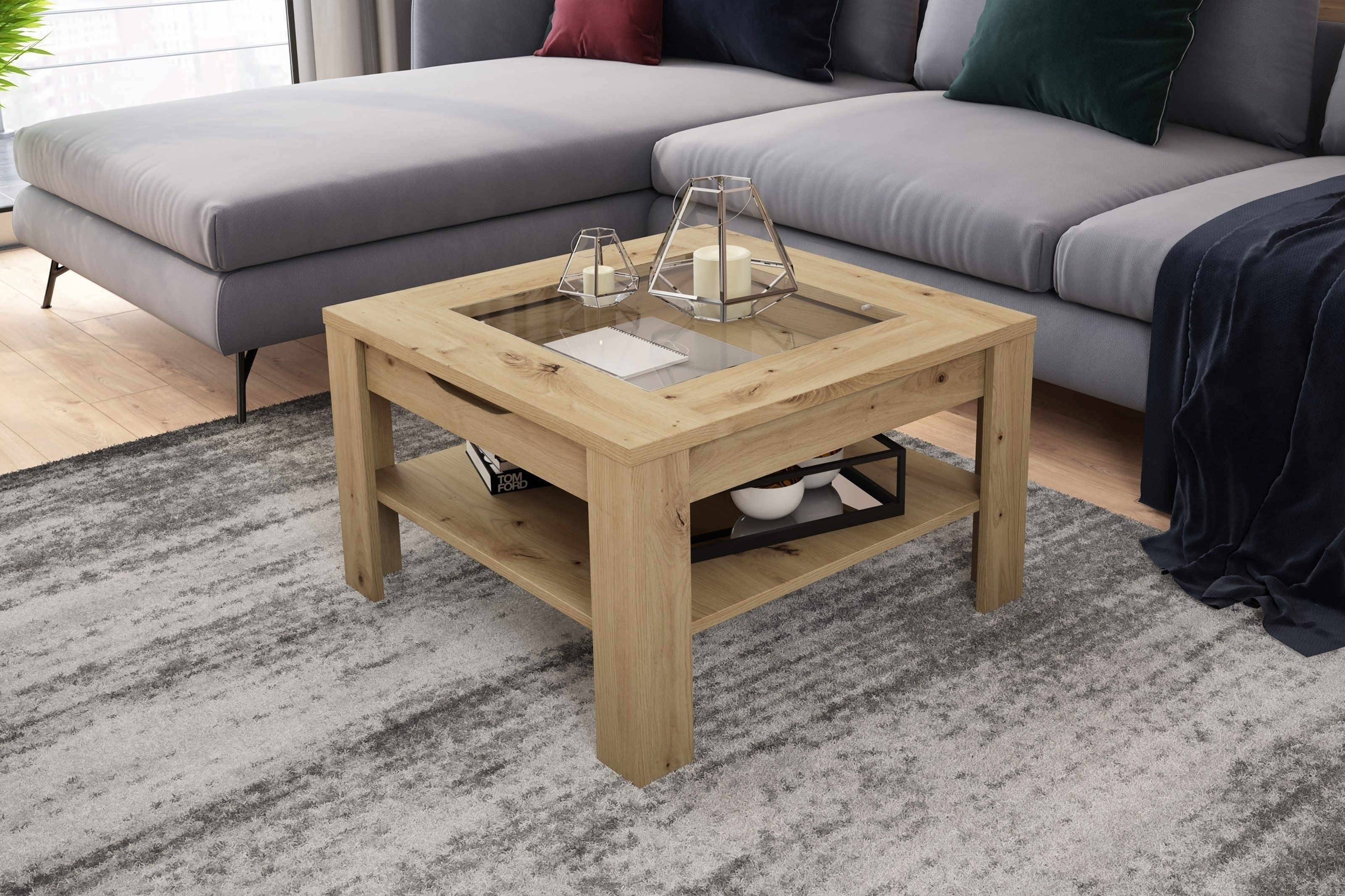 freiraum Couchtisch RALPH, in Eiche-Optik 67 x 43 x 67 cm (BxHxT)
