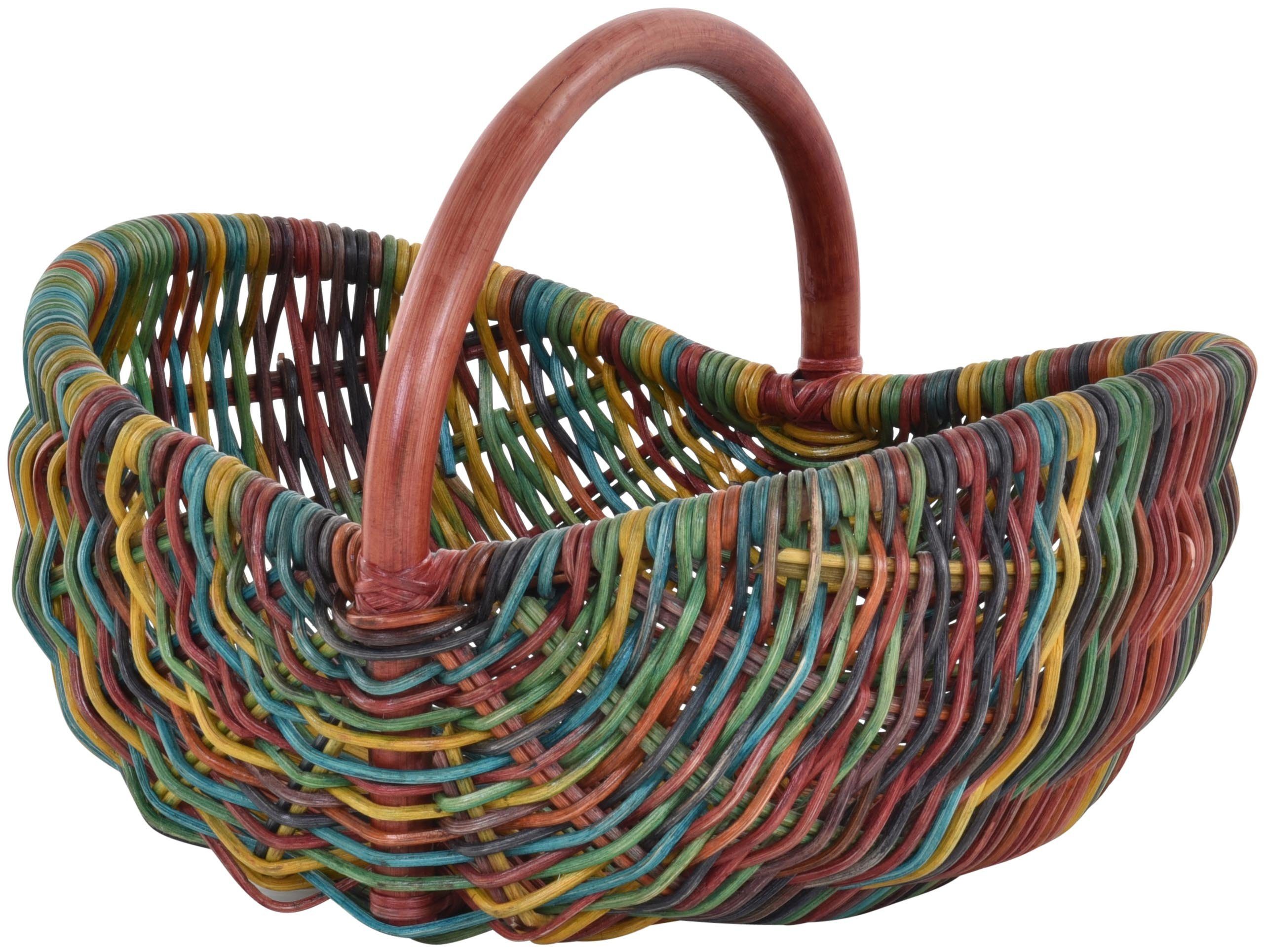 Krines Home Einkaufskorb Rattankorb mit Bügel zum Einkaufen Einkaufskorb geflochten Tragekorb, leicht und stabil mit Griff Bügelkorb Shopper