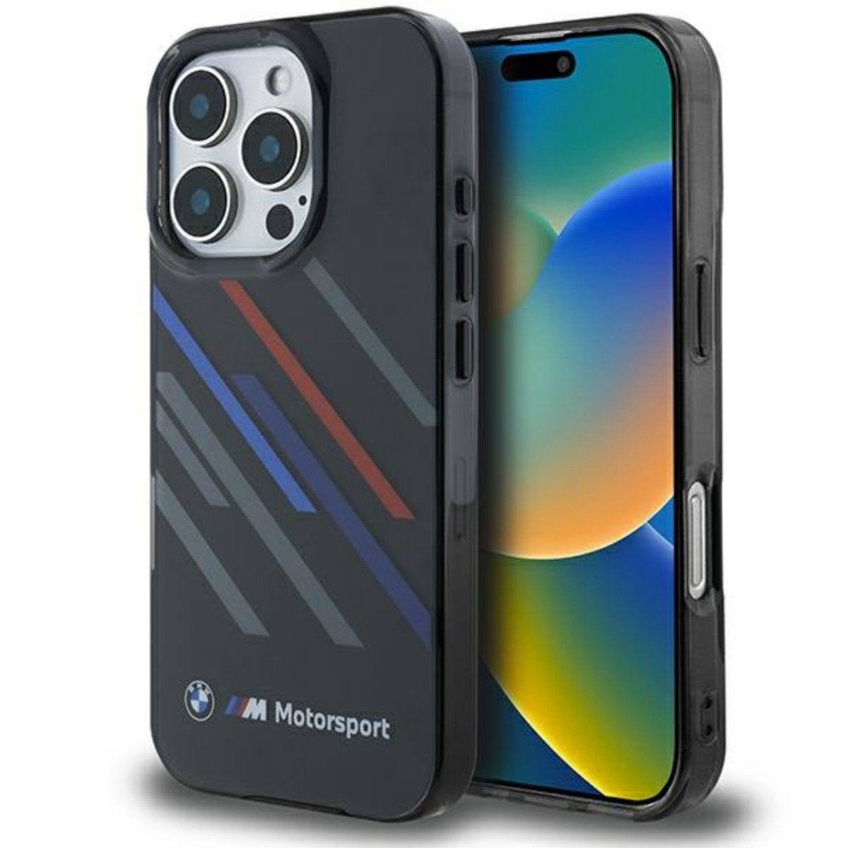 BMW Handyhülle Motorsport Random Stripes Magnetfunktion Kompatibel mit iPhone 16 Pro 6,3, Sportliches IML Case mit Motorsport Streifen