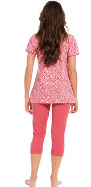 Rebelle Schlafanzug Damen Pyjama mit Caprihose und kurzem Arm (2 tlg) Baumwolle