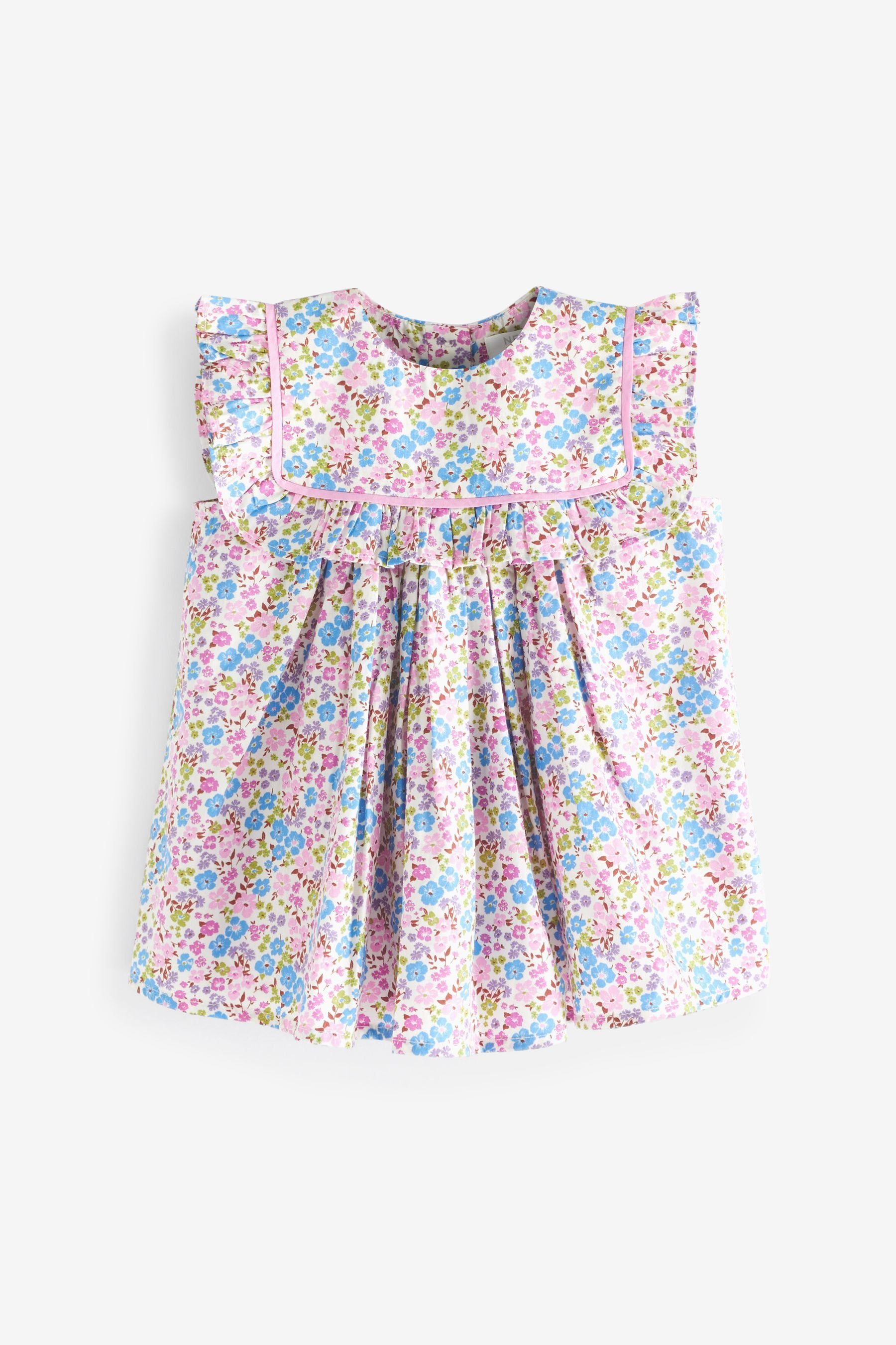 Next A-Linien-Kleid Gerüschtes Kleid (1-tlg) Pink/Blue Ditsy