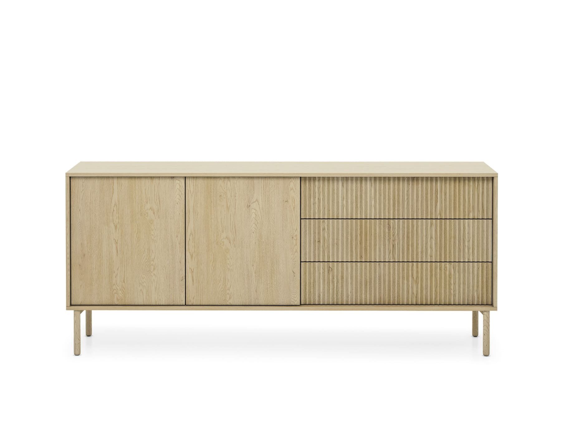 MOEBLO Kommode TAMI 187 2D3S (Eiche Cremona, gerillte MDF-Fronten, Push-to-Open-Schubladen, strukturierte Oberfläche, elegante Details, Japandi-Stil, moderne Linien, 3D-Optik, Sideboard Wohnzimmer Kommode Schlafzimmer Komodenschrank Highboard), (BxHxT): 187,1 × 79,8 × 39,5 cm