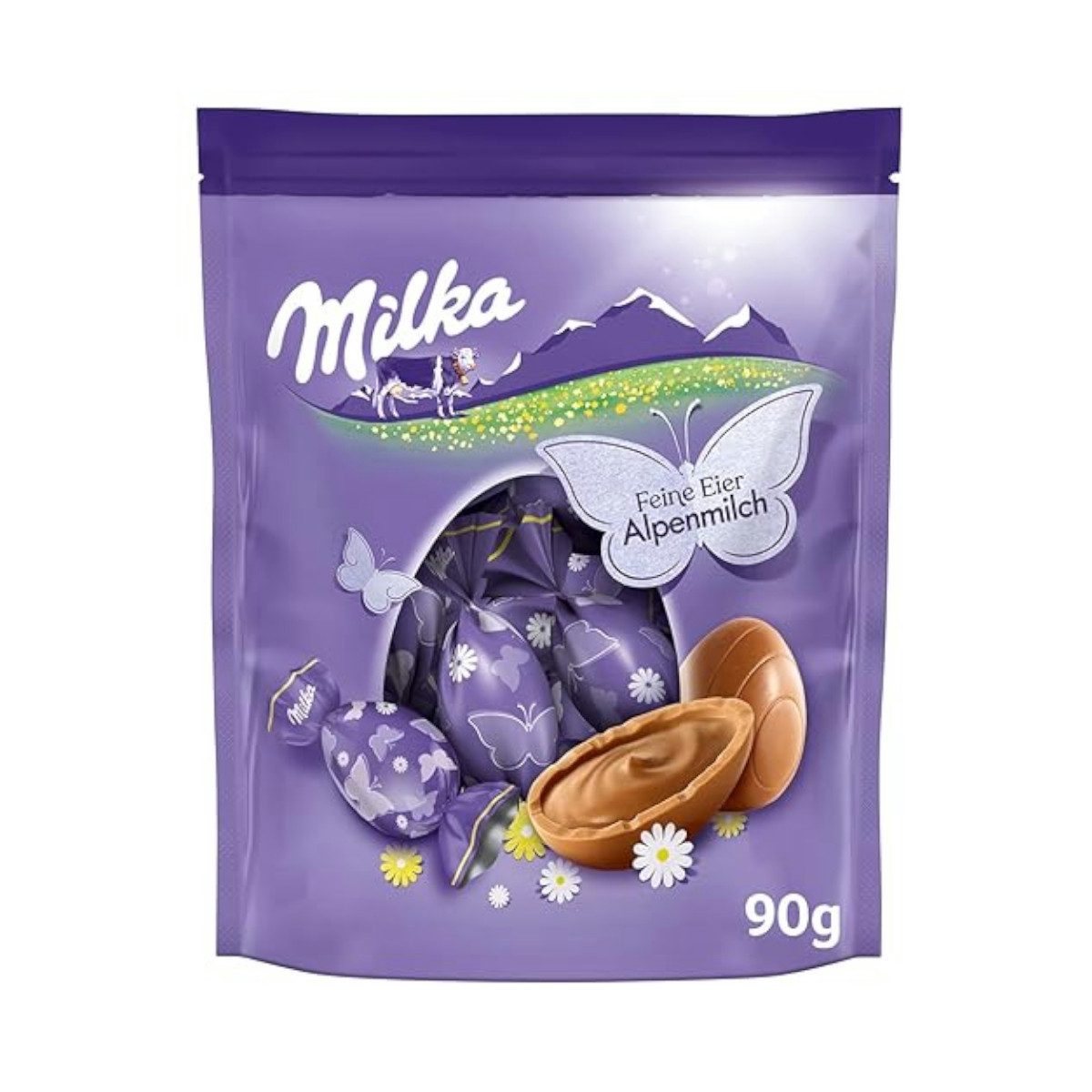 MILKA Schokolade, Milka Alpenmilch Schokoladeneier mit cremiger Füllung Packung 90g