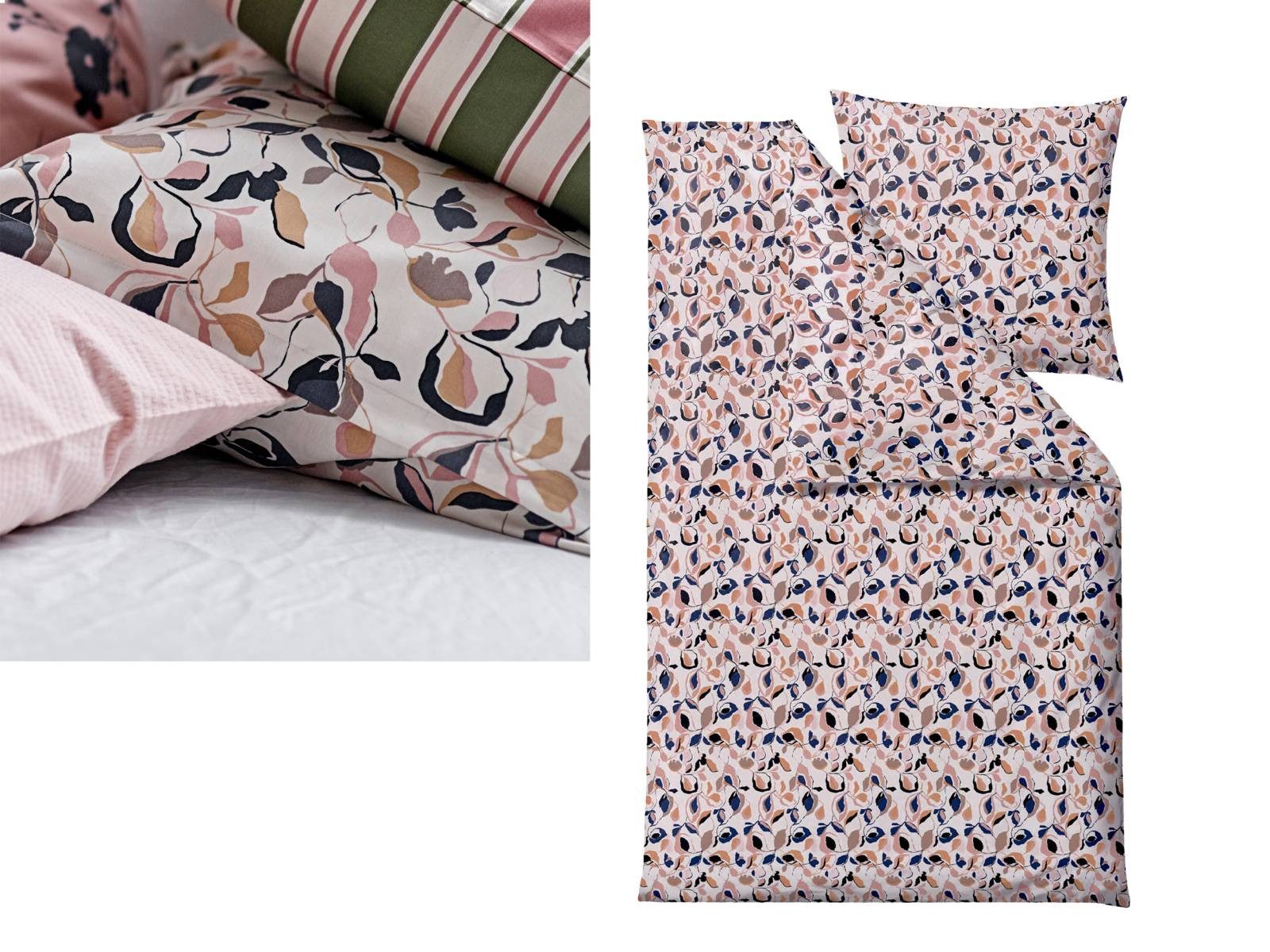 Södahl Bettwäsche Abstract, Bio-Baumwolle, 2 teilig, 135x200cm, Skandi-Look Blätter, Bio-Baumwolle