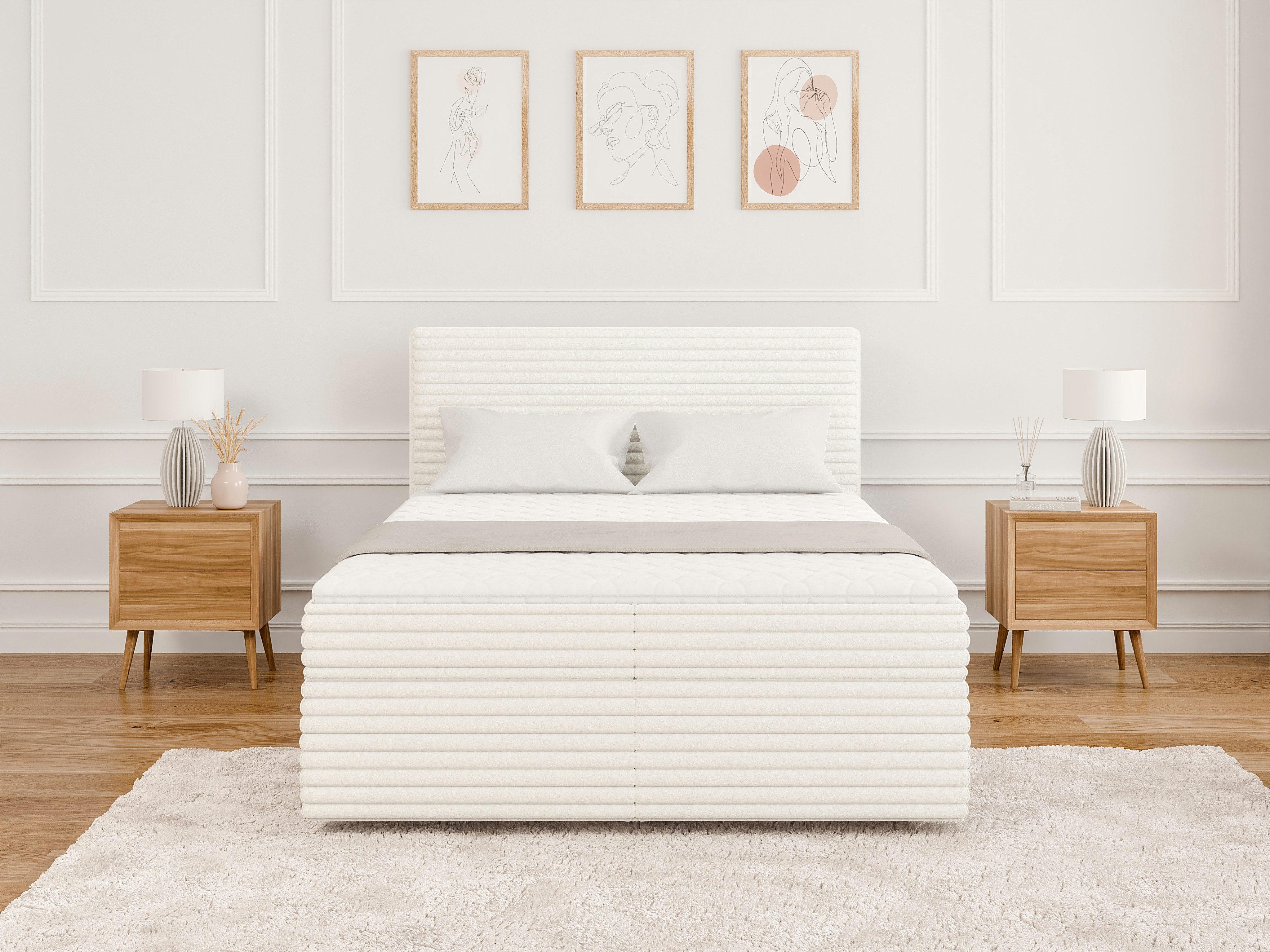 S-Style Möbel Boxspringbett Jasper mit Topper und Bettkästen, aus Plüschcor günstig online kaufen