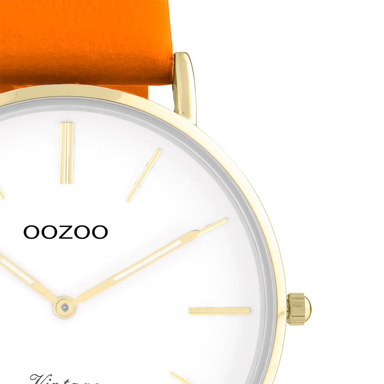 OOZOO Quarzuhr Oozoo Damen Armbanduhr Vintage Series, (Analoguhr), Damenuhr rund, groß (ca. 40mm), Lederarmband orange, Fashion