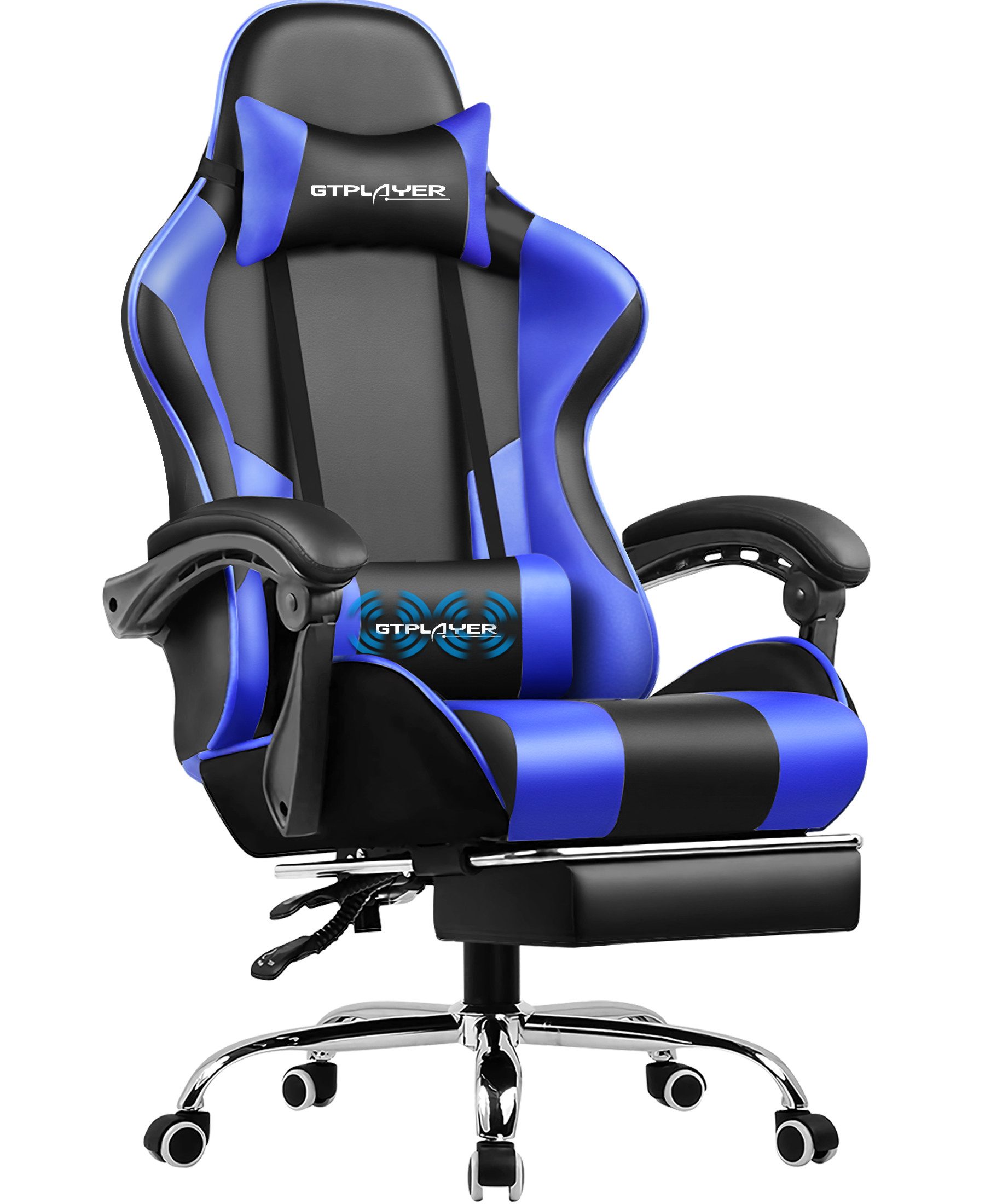 GTPLAYER Gaming-Stuhl mit Fußstütze und Massage-Lendenkissen günstig online kaufen
