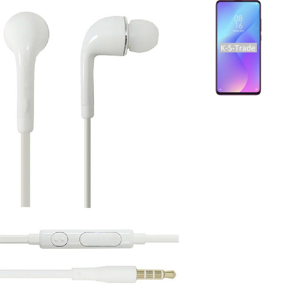 K-S-Trade für Xiaomi Mi 9T In-Ear-Kopfhörer (Kopfhörer Headset mit Mikrofon u Lautstärkeregler weiß 3,5mm)