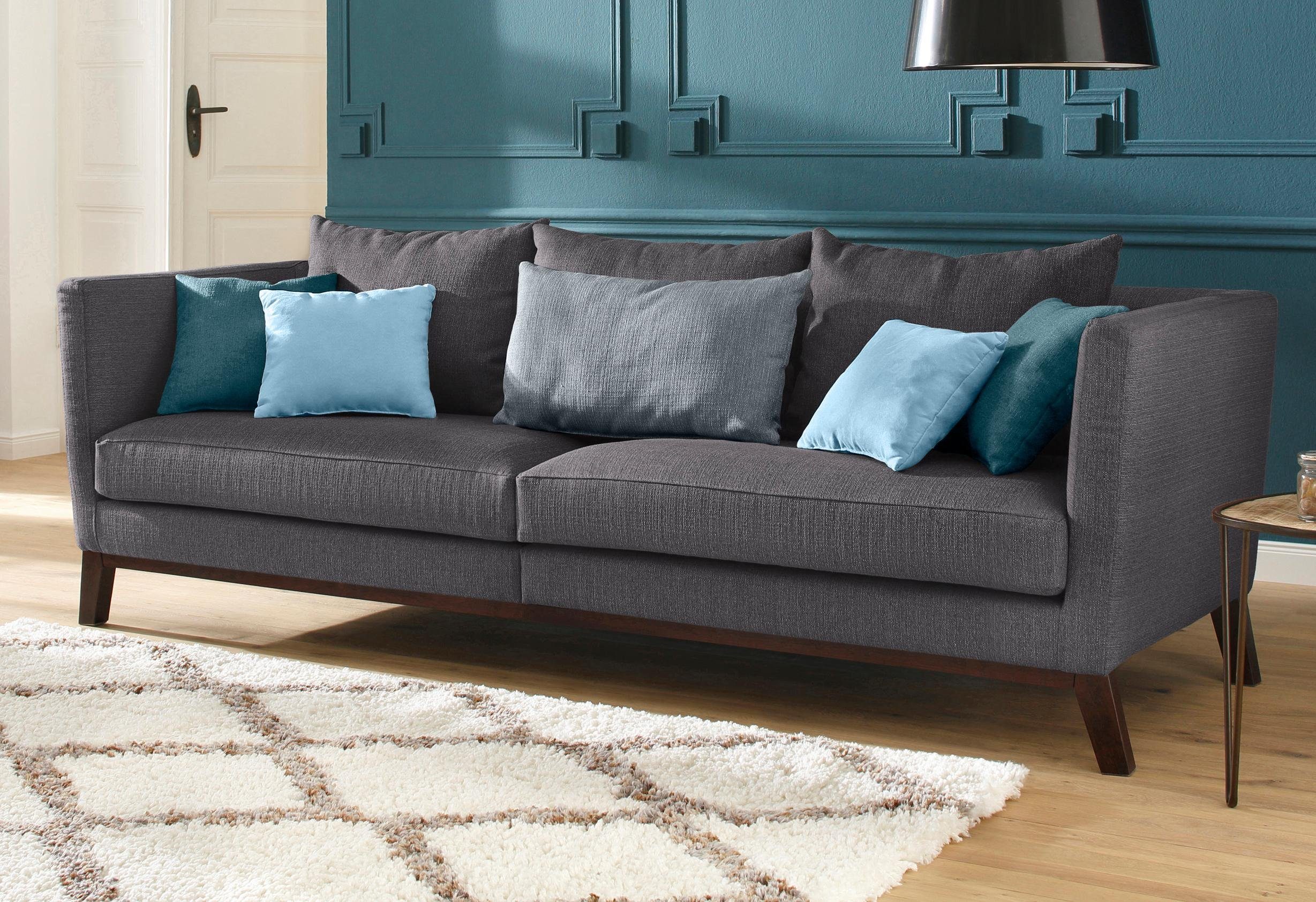 Home affaire Big-Sofa »Kim«, mit Holzbeinen und vielen losen Kissen online  kaufen | OTTO