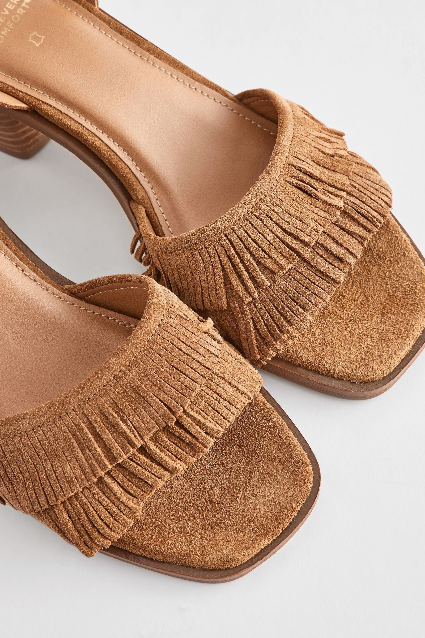 Sandalette Sandaletten Fransen Tan mit (1-tlg) Comfort® Brown Forever Next