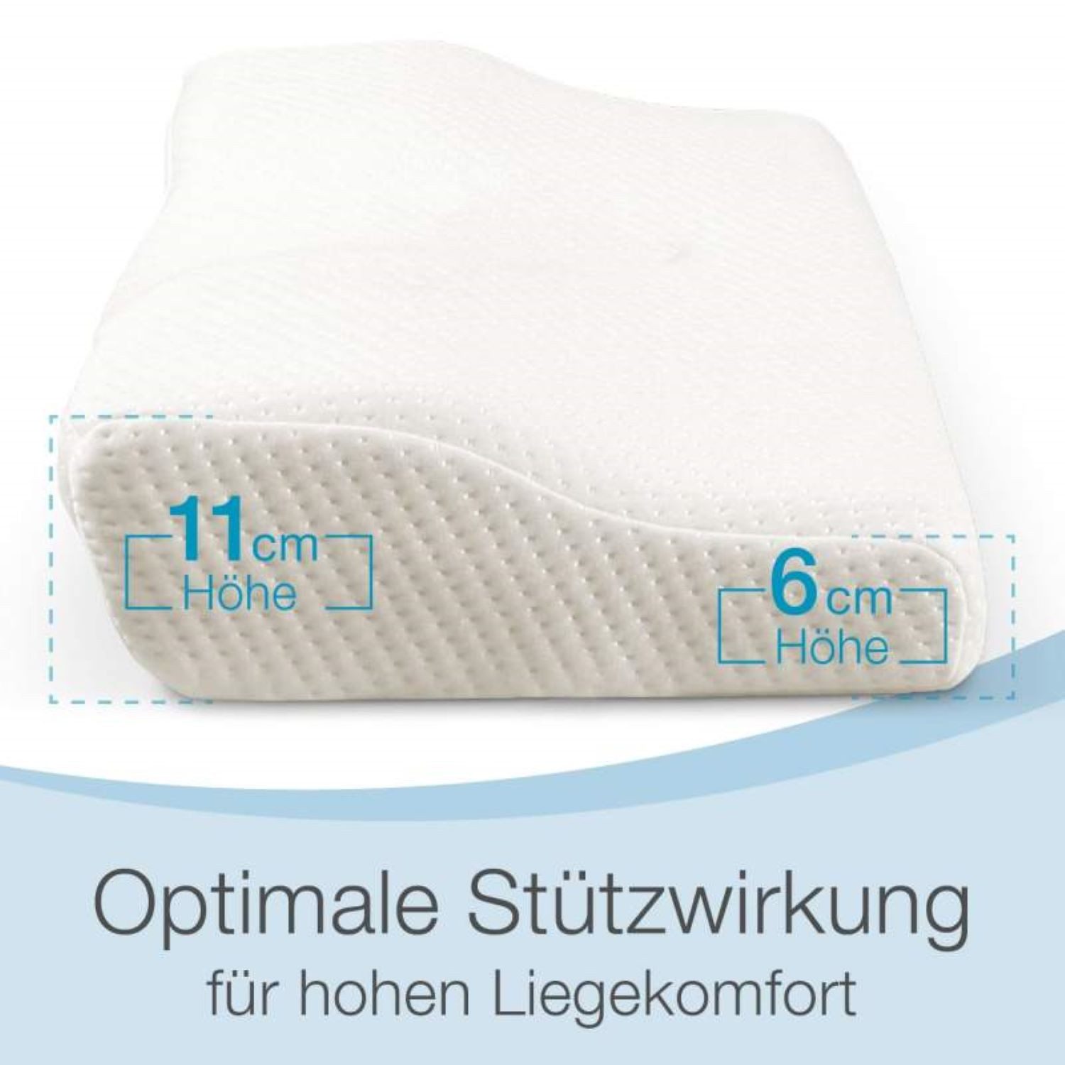 ELONEO Anti-Schnarch Kissen 35 x 11 x 60 cm, stabile Lage des Kopfes, für Hausstauballergiker geeignet