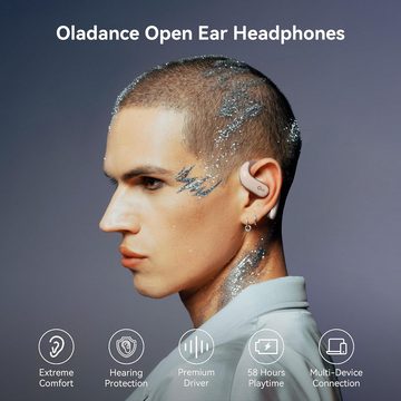 Oladance OWS Pro Open mit Multipoint-Verbindung bis zu 58 StundenWiedergabezeit In-Ear-Kopfhörer (Immersive Hörumgebung mit kraftvollem Bass und hochwertigen Treibern., inklusive Ladehülle, hochwertige 23 * 10mm Treiber)