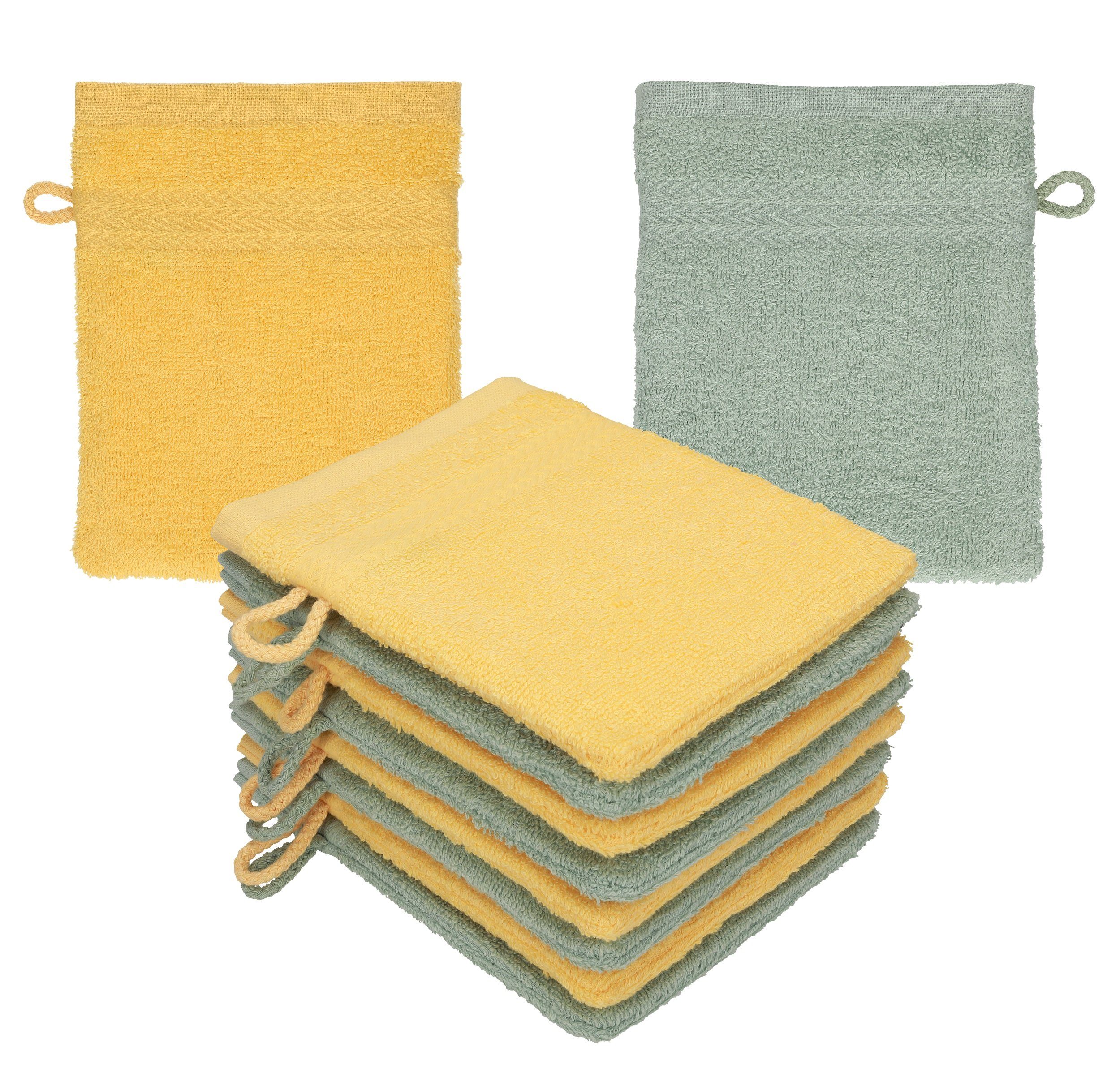 Betz Waschhandschuh 10 Stück Замшевые перчатки Premium 16x21 cm Farbe honiggelb/ heugrün, (10-St)