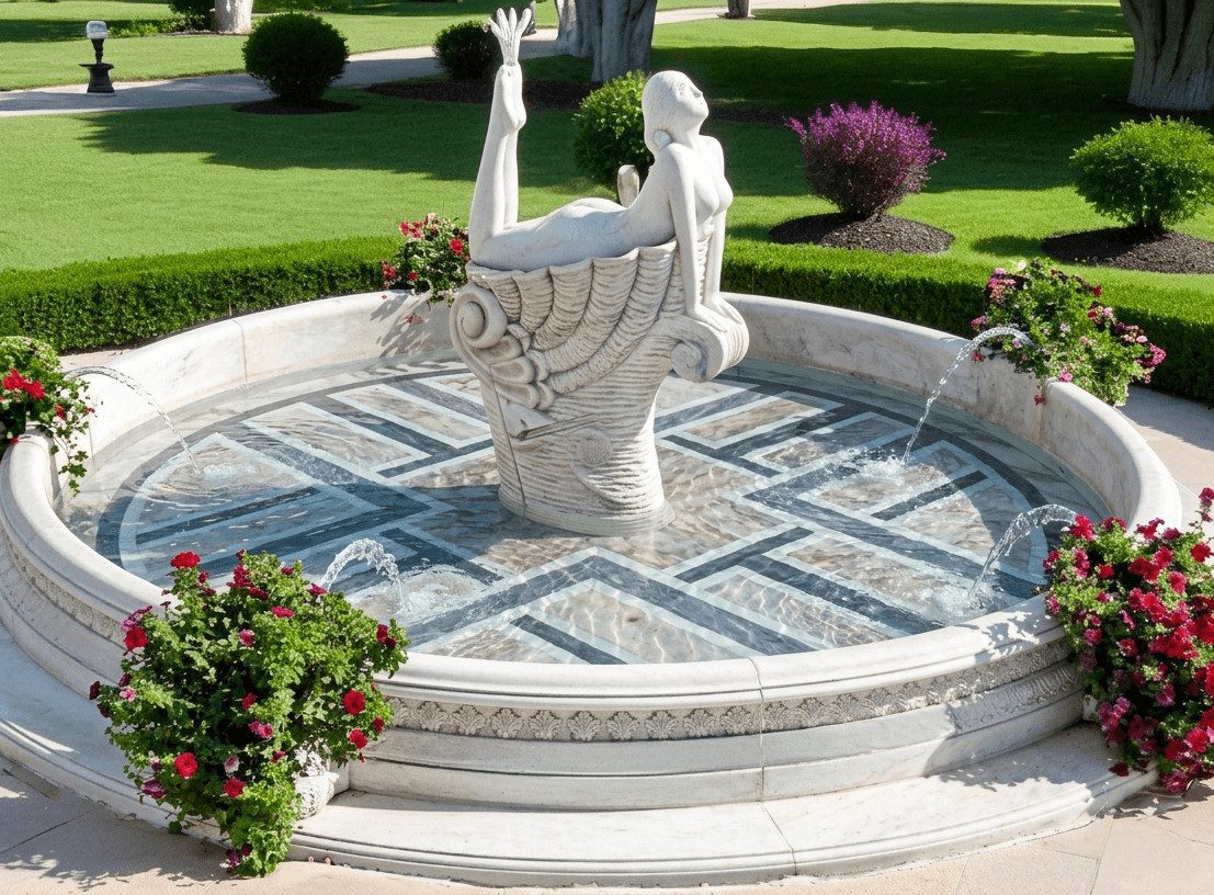 Xlmoebel Gartenbrunnen Steinguss-Figur "Fontaine" – Wetterfeste Teichfigur für den Garten, (Artikel s201108), Hergestellt in Europa