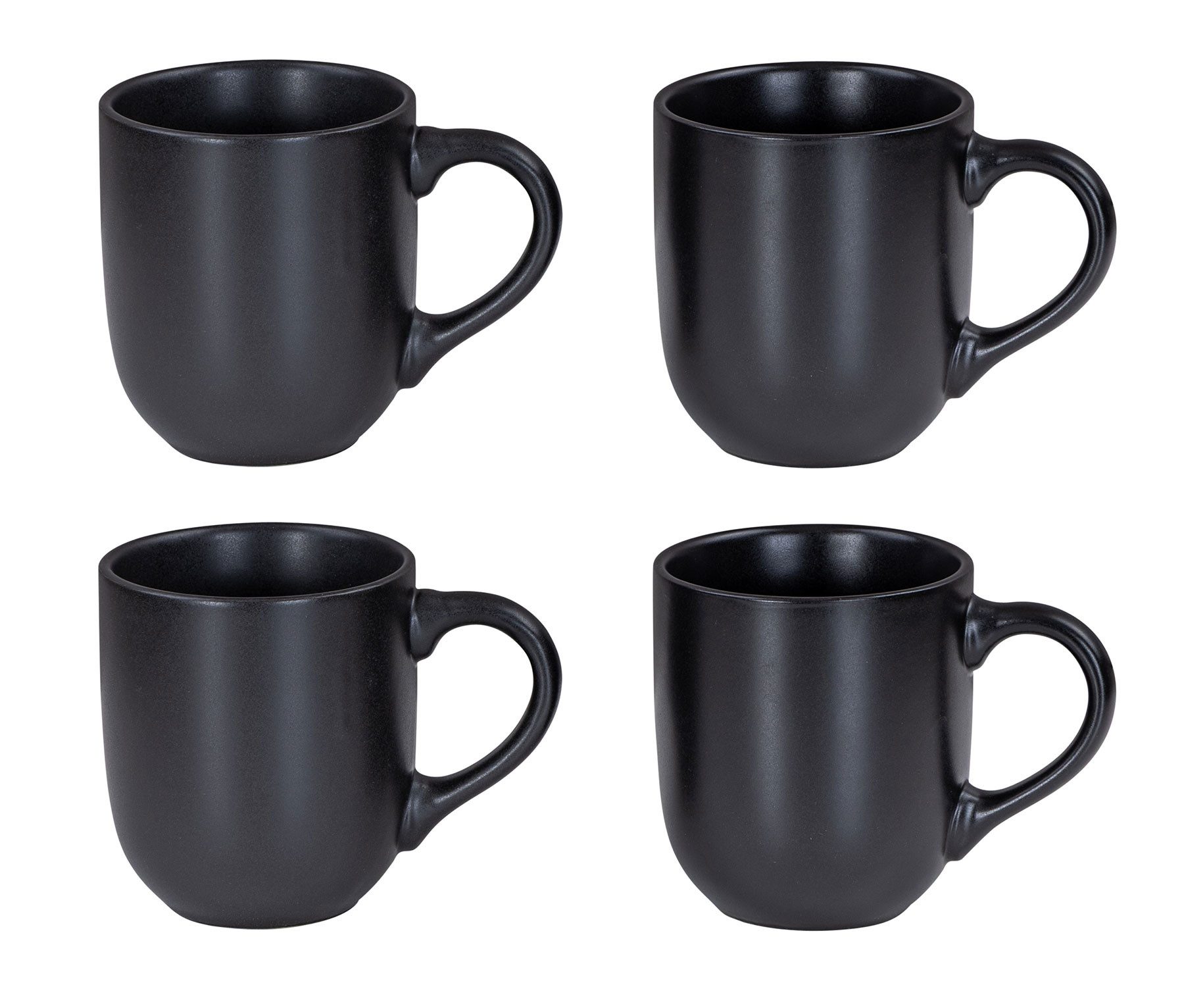 Levandeo® Becher, 4er Set Steingut Чашки 300ml Schwarz Kaffeetasse Kaffeebecher Edel