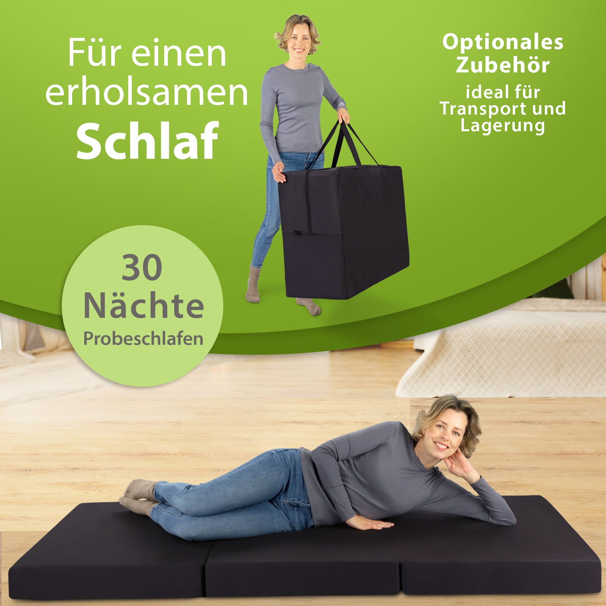 Klappmatratze Luxus Faltmatratze, klappbare Gästematratze, faltbare Matratze, shogazi ®, 12 cm hoch, (1-tlg), MADE IN GERMANY, Direkt vom Hersteller, Testsieger 1,1