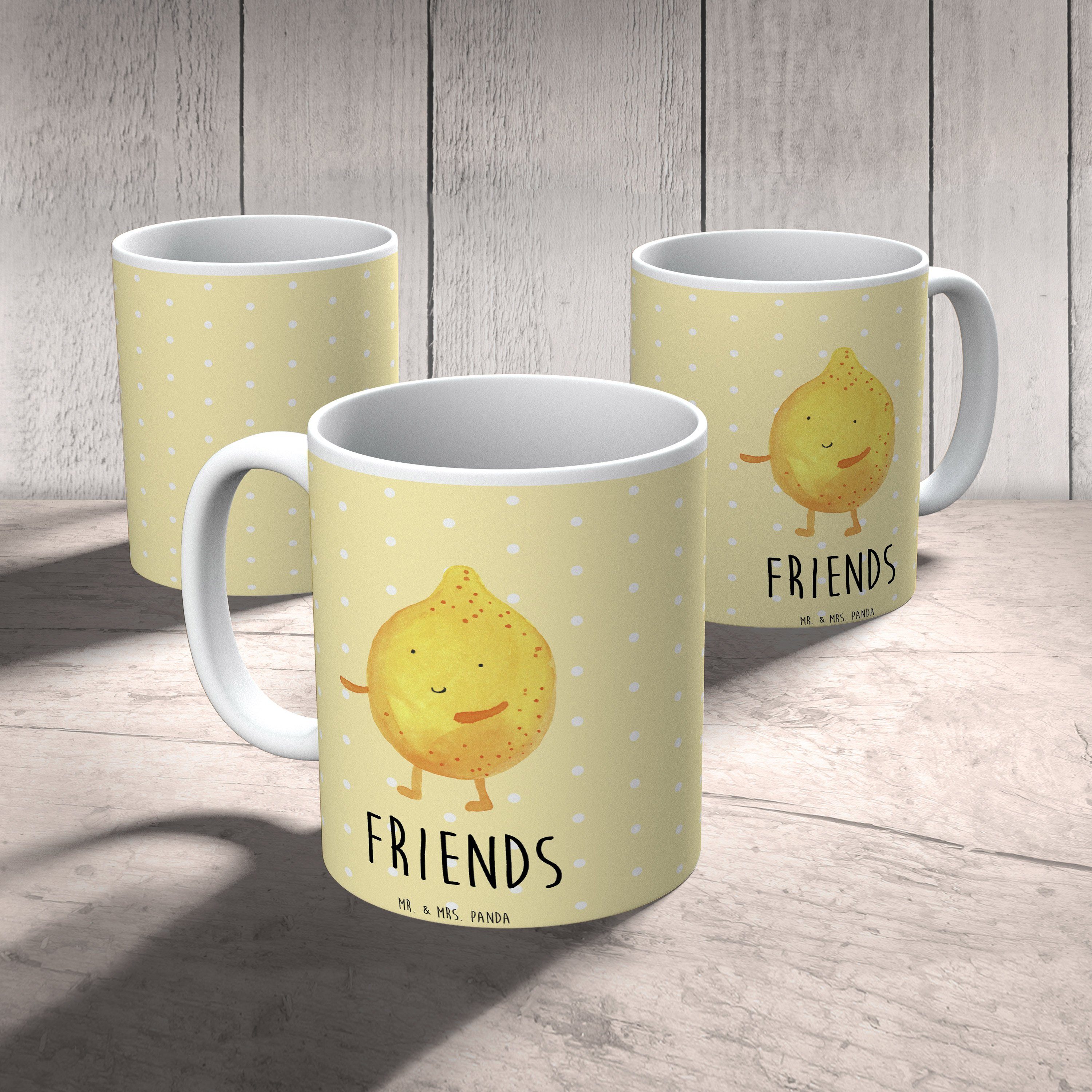 - Tasse Gelb - Panda Keramik & Mrs. Porzellantasse, Pastell Geschenk, Kaffeeta, Mr. BestFriends-Lemon